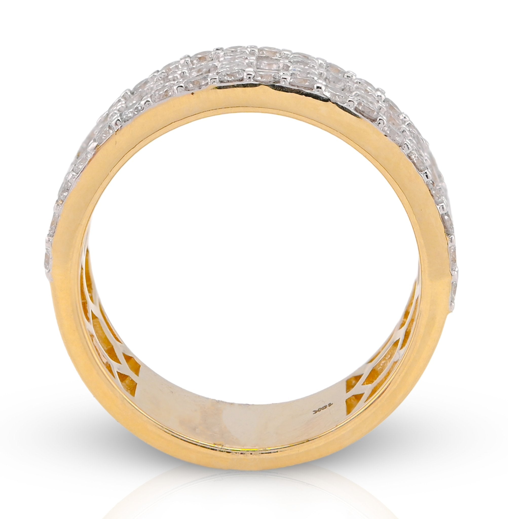 10K Yellow Gold 3 Row Cage Round/Baguette 2.50CT Natural Diamond Men Pinky Band Ring - Elite Jewelers - Rings