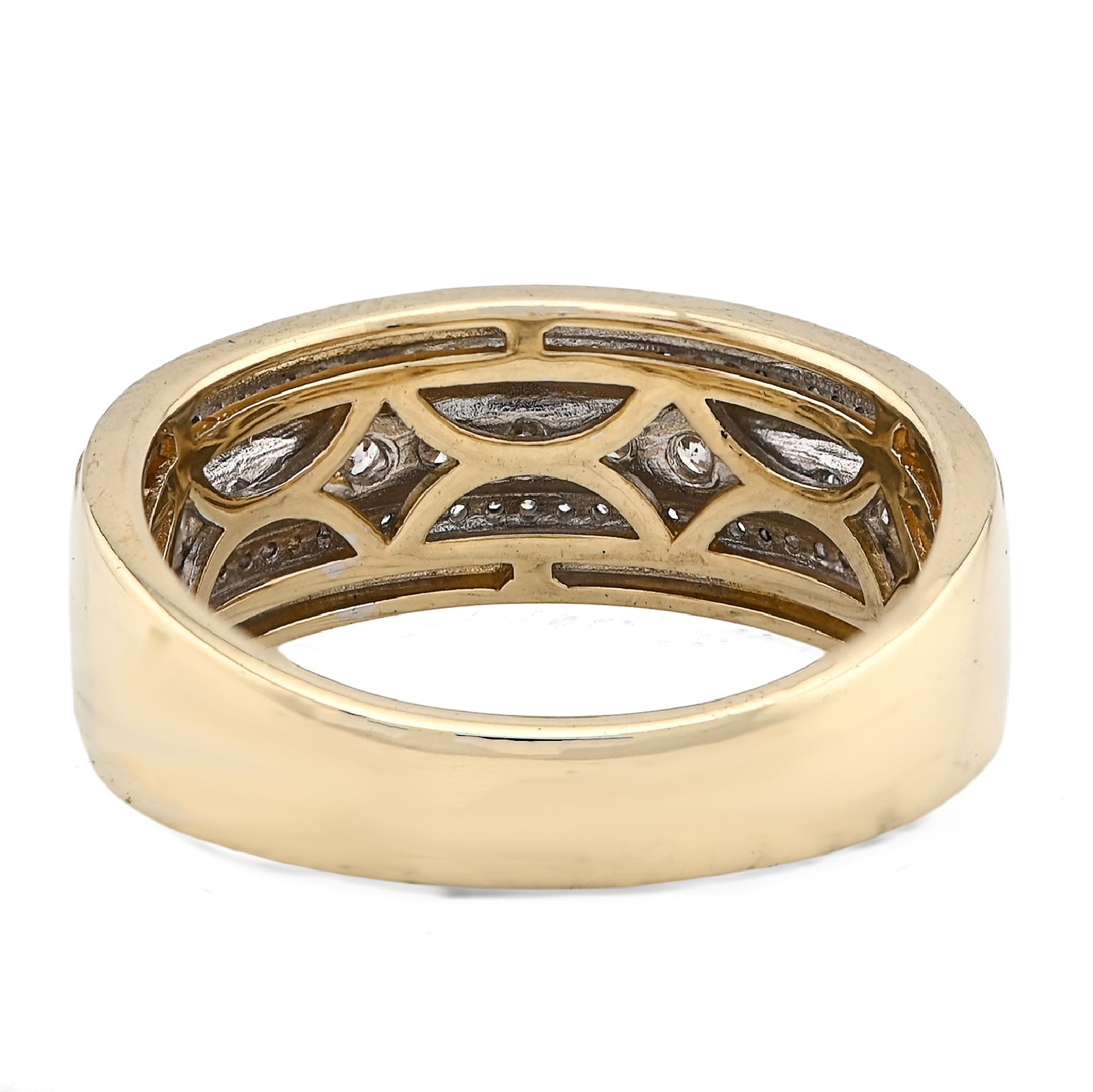 10K Yellow Gold 3 Row Round Natural Diamond 0.50CT Men Band - Elite Jewelers - Rings
