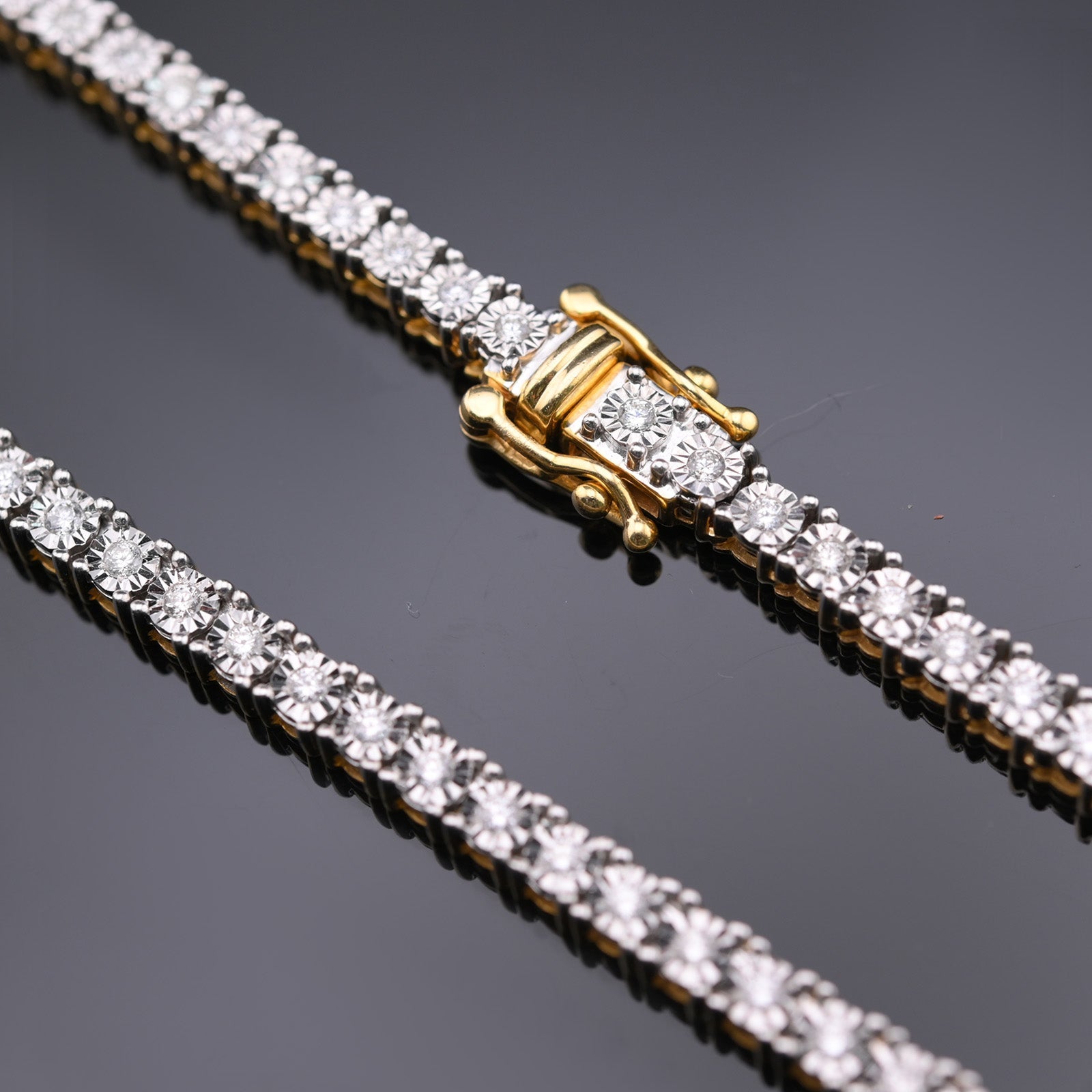 10K Yellow Gold 3.02 CTW Natural Diamond Tennis Chain Necklace 20" - Elite Jewelers - Necklaces & Chains