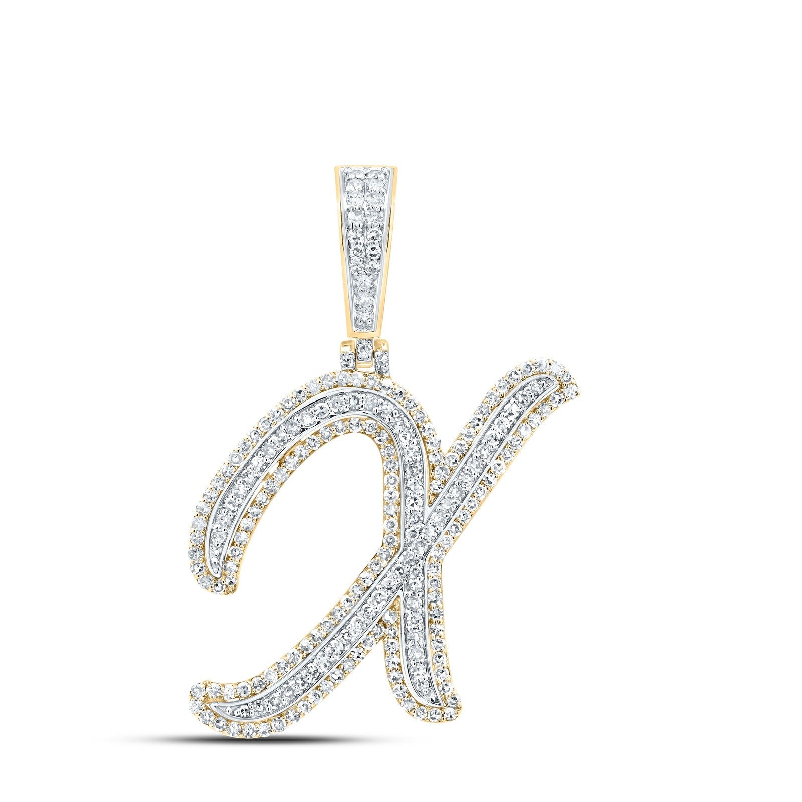 10k Yellow Gold 3.17g 0.9CTW Natural Diamond Initial "X" Pendant Alphabet Charm - Elite Jewelers - Charms & Pendants