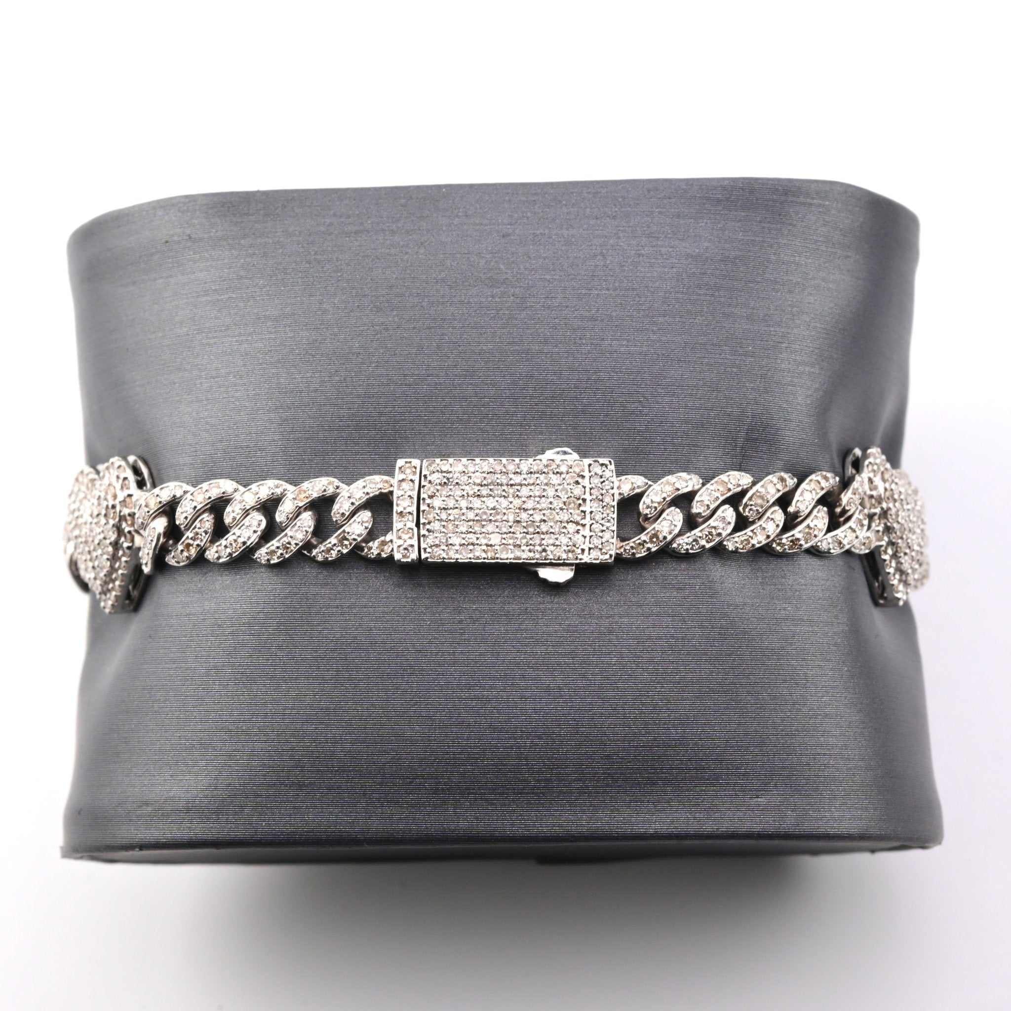 10K Yellow Gold 3.25 CTW Natural Diamond 6MM Cuban Heart Bracelet 7" - Elite Jewelers - Bracelets