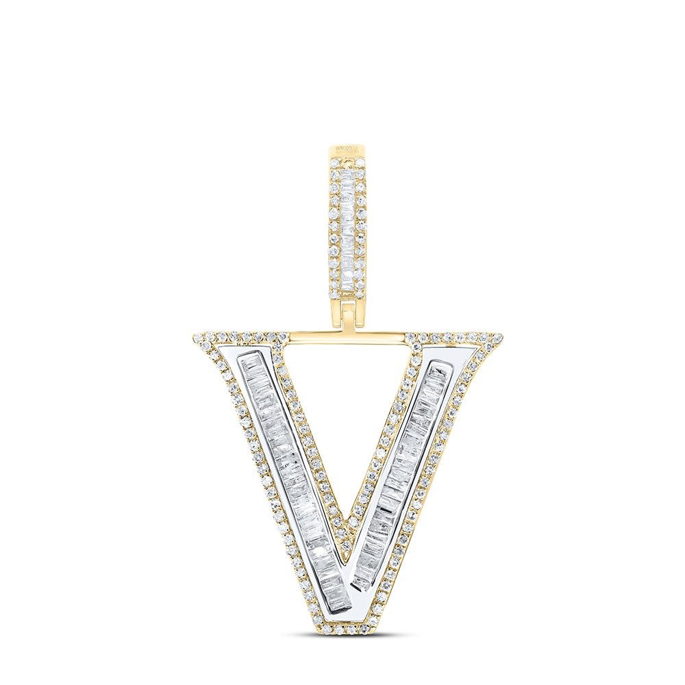 10k Yellow Gold 3.33g 0.81CTW Natural Diamond Initial "V" Pendant Alphabet Charm - Elite Jewelers - Charms & Pendants