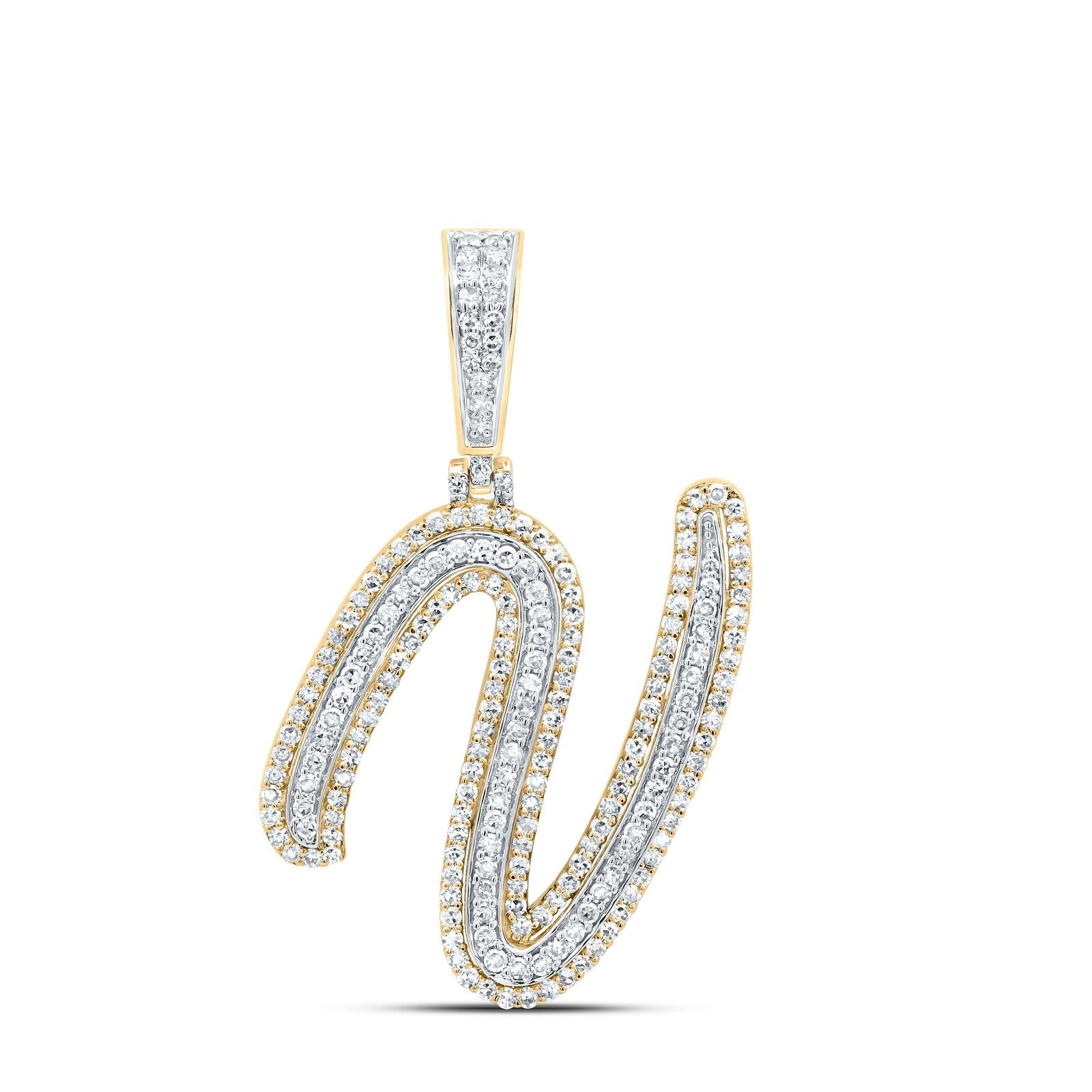 10k Yellow Gold 3.34g 0.89CTW Natural Diamond Initial "V" Pendant Alphabet Charm - Elite Jewelers - Charms & Pendants