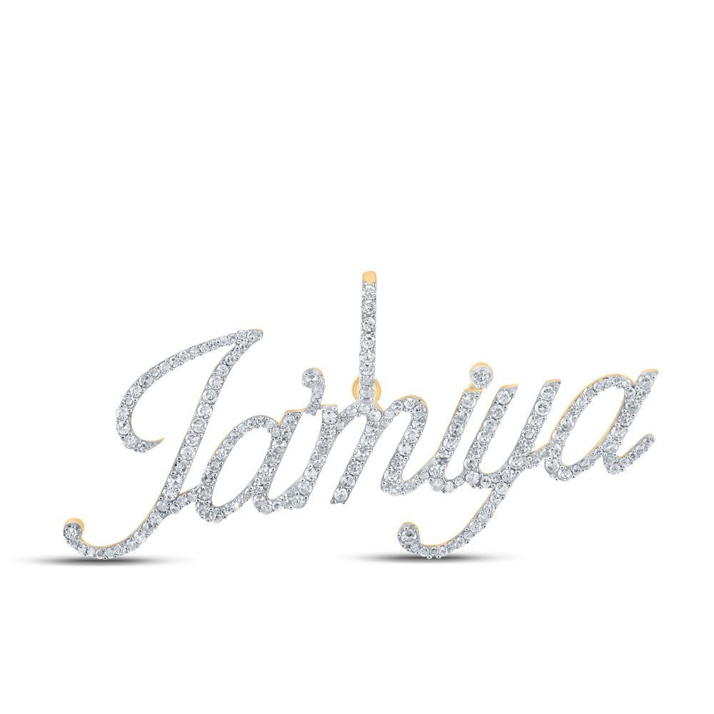 10k Yellow Gold 3.44g 0.94CTW Natural Diamond Name "JAMIYA" Pendant Ladies Charm - Elite Jewelers - Charms & Pendants