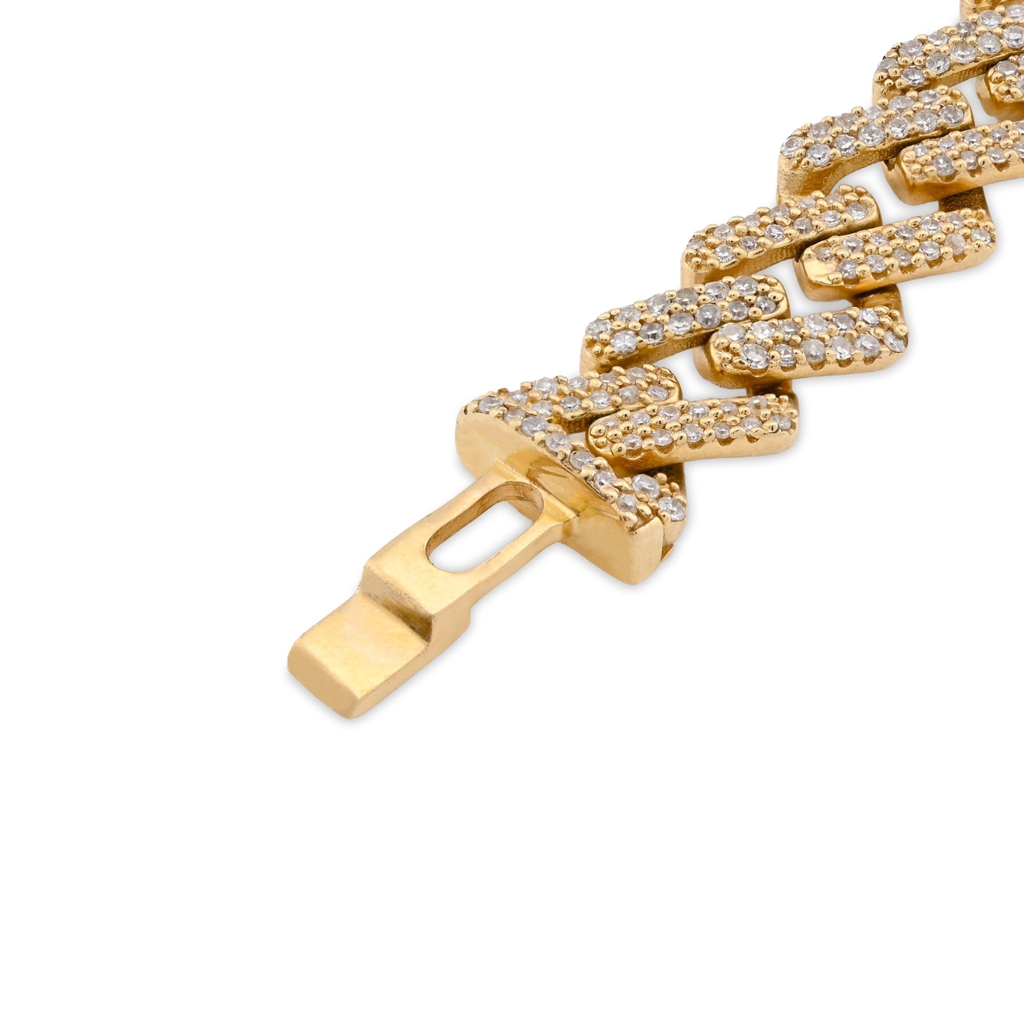 10K Yellow gold 3.45CT Natural Diamond Baguette/Round Butterfly and Cuban Link Bracelet Women 7" - Elite Jewelers - Bracelets