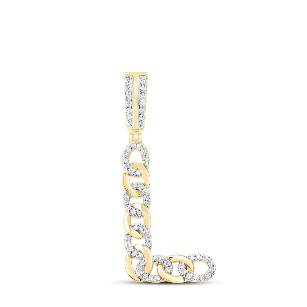 10k Yellow Gold 3.49g 0.42CTW Natural Diamond Cuban Initial "L" Pendant Charm - Elite Jewelers - Charms & Pendants