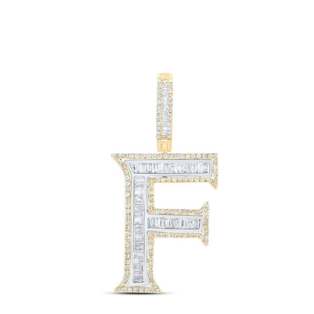 10k Yellow Gold 3.55g 0.82CTW Natural Diamond Initial "F" Pendant Alphabet Charm - Elite Jewelers - Charms & Pendants