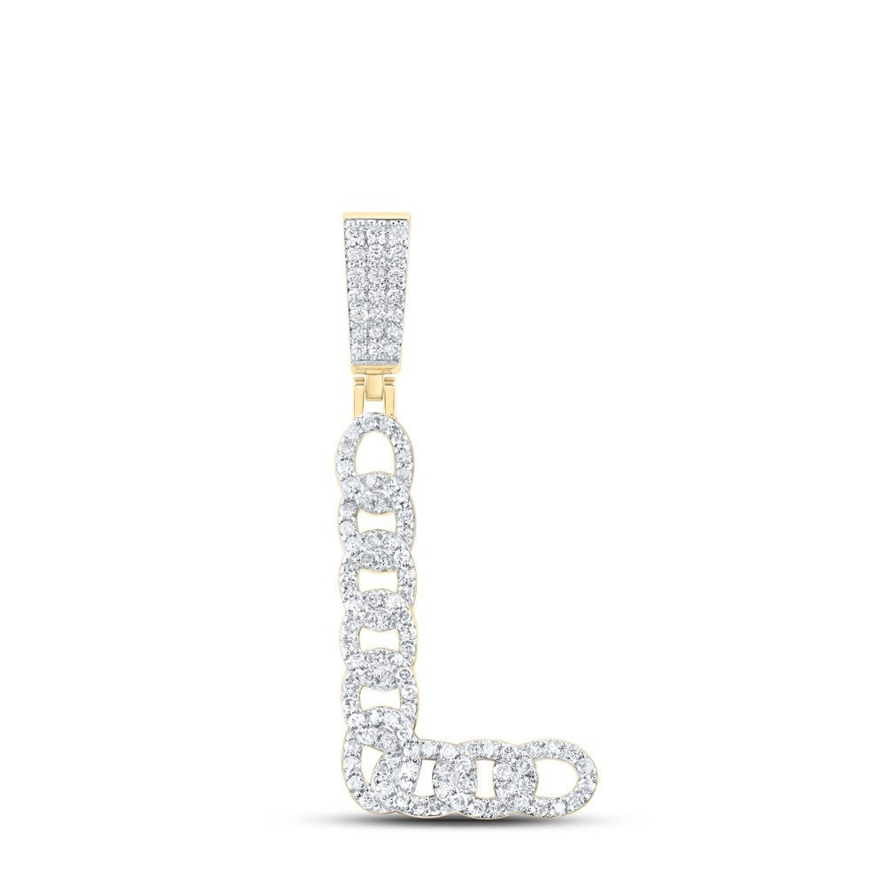 10k Yellow Gold 3.58g 0.68CTW Natural Diamond Cuban Initial "L" Pendant Charm - Elite Jewelers - Charms & Pendants