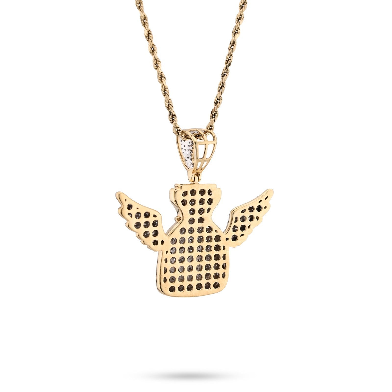 10k Yellow Gold 3.5CTW Natural Diamond Money Bag w/ Wings Pendant 11.6gms Charm - Elite Jewelers - Charms & Pendants