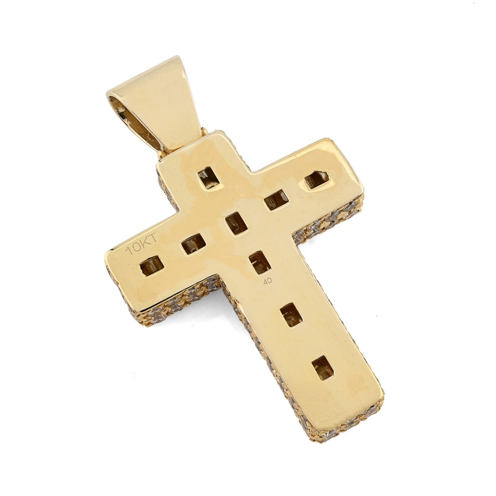 10k Yellow Gold 3.5CTW Natural Round/Baguette Diamond Cross Pendant 12.3g Charm - Elite Jewelers - Charms & Pendants