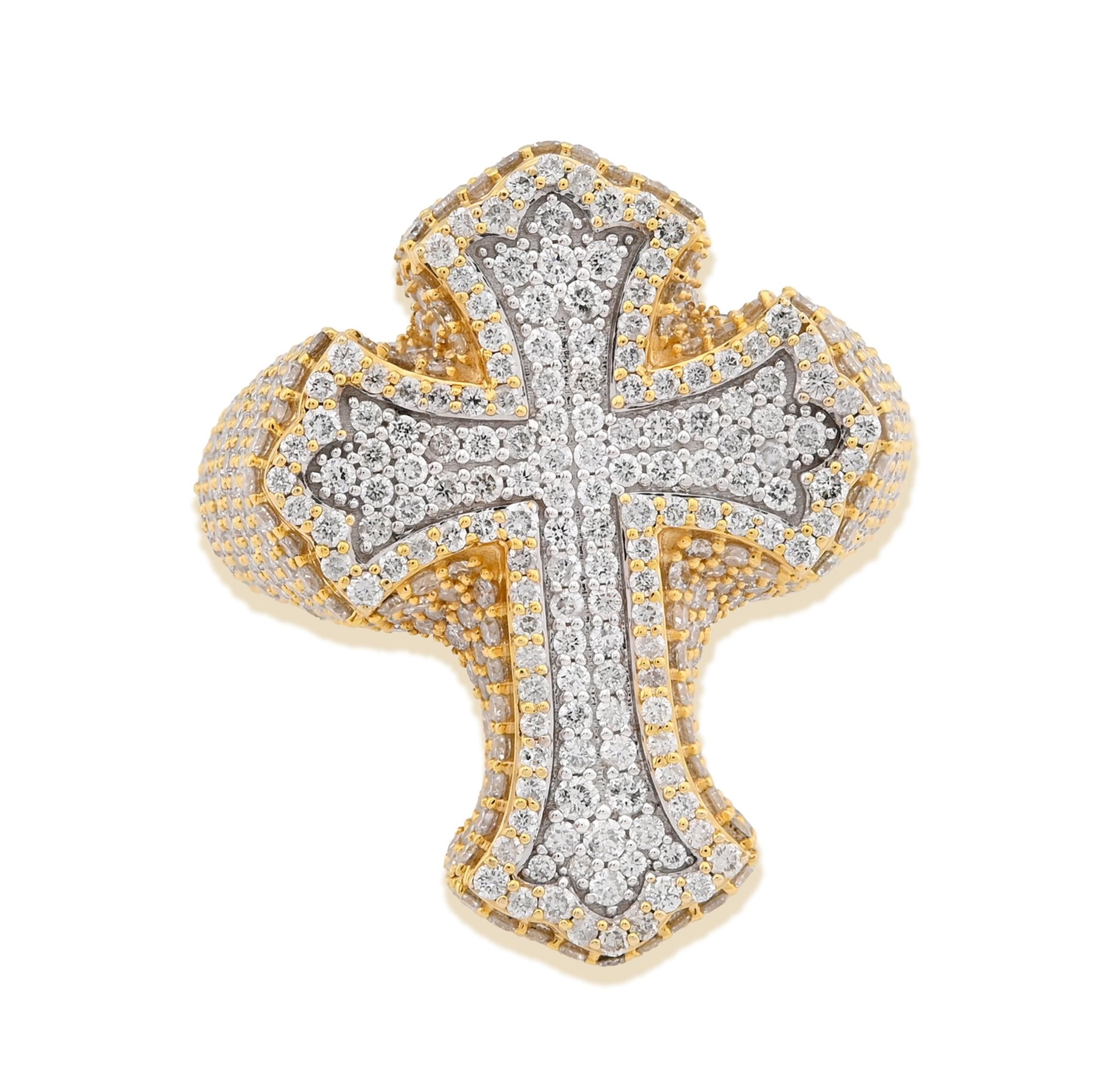 10K Yellow Gold 3.66 CTW Natural Diamond Cross face Ring Men 14.2g - Elite Jewelers - Rings