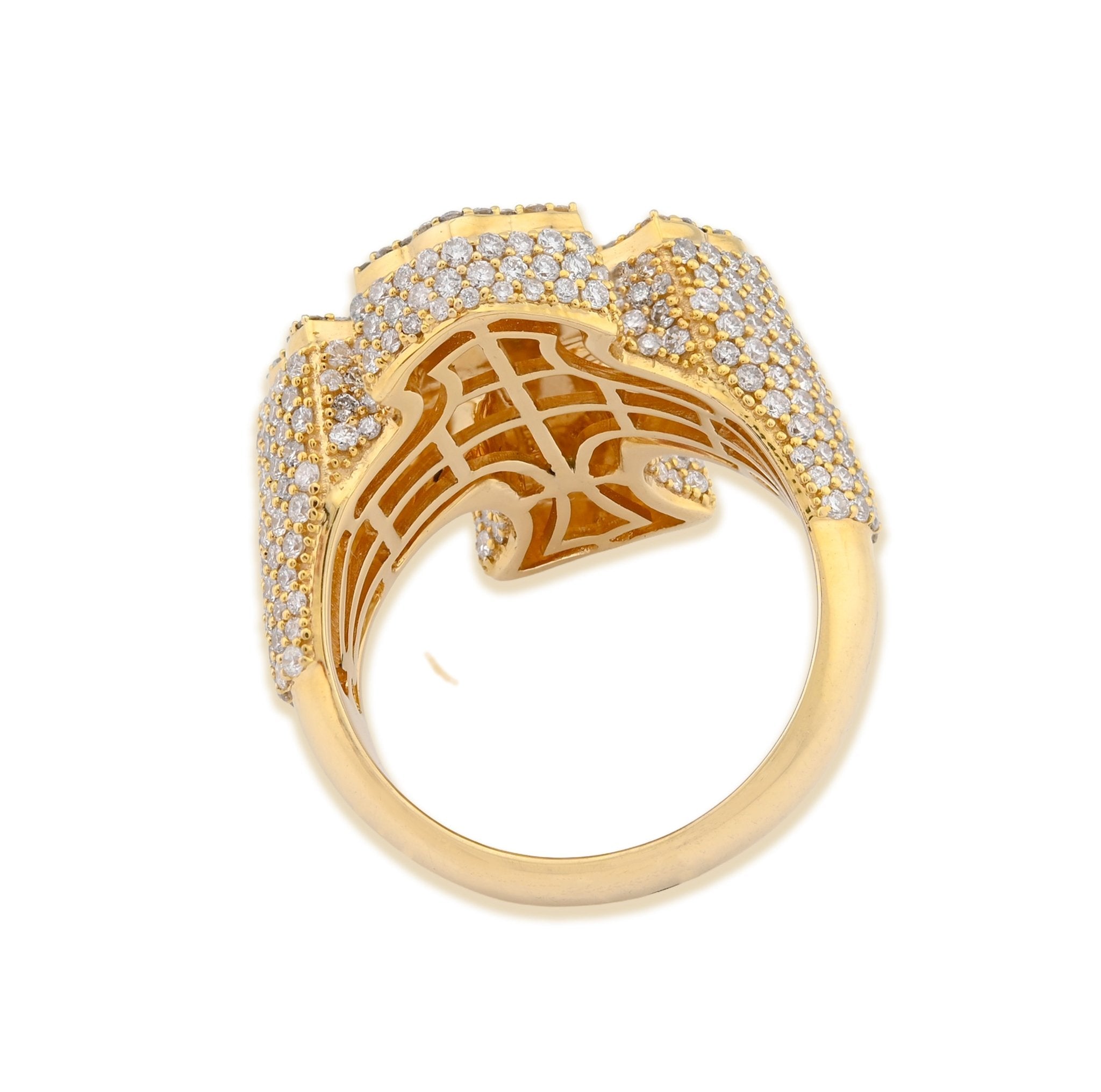 10K Yellow Gold 3.66 CTW Natural Diamond Cross face Ring Men 14.2g - Elite Jewelers - Rings