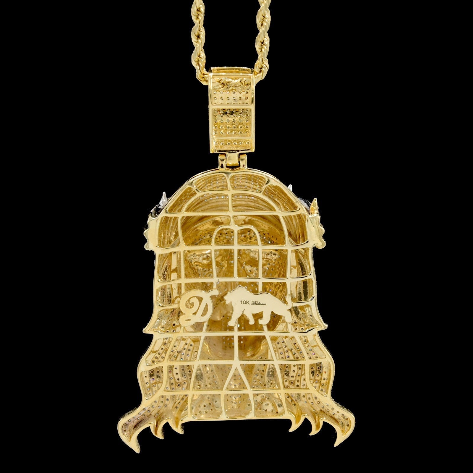 10k Yellow Gold 3.85CTW Natural Round Diamond Jesus Head Pendant 23.7g Charm - Elite Jewelers - Charms & Pendants