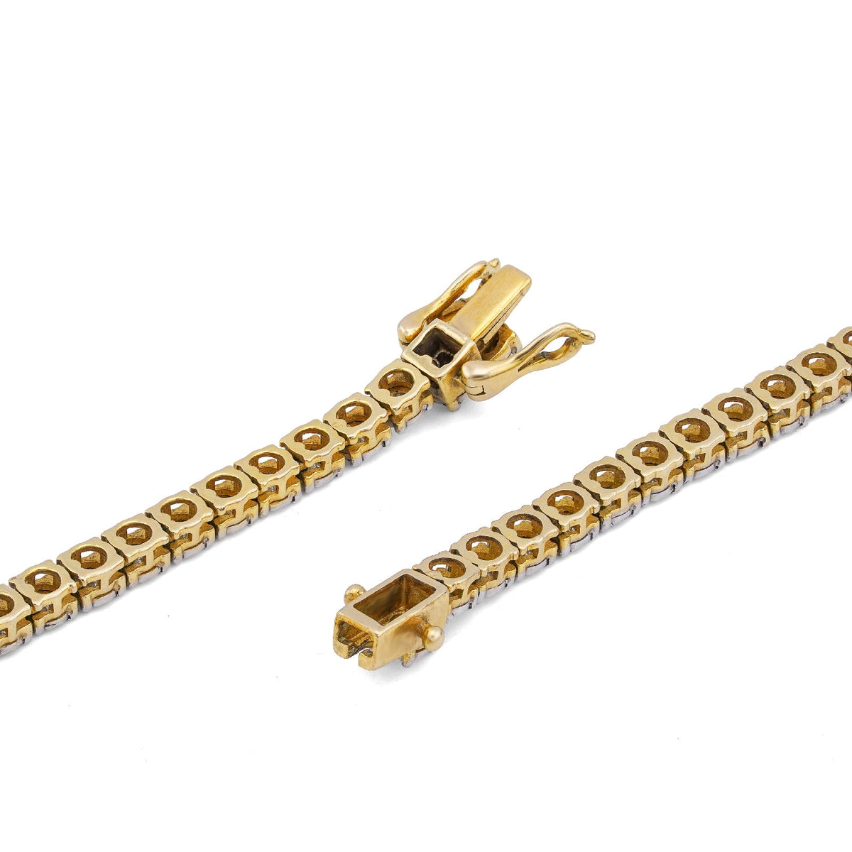 10K Yellow Gold 3CT Natural Diamond 3MM Illusion Tennis Chain 20" Men Women Necklace - Elite Jewelers-Necklaces