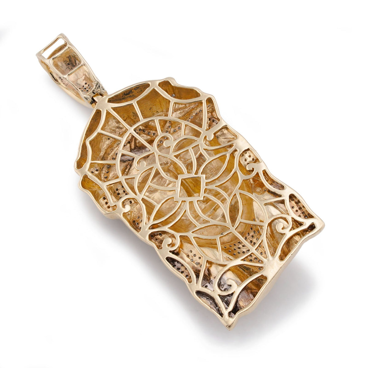 10K Yellow Gold 3CT Natural Diamond Jesus Head Men Charm - Elite Jewelers-Charms & Pendants