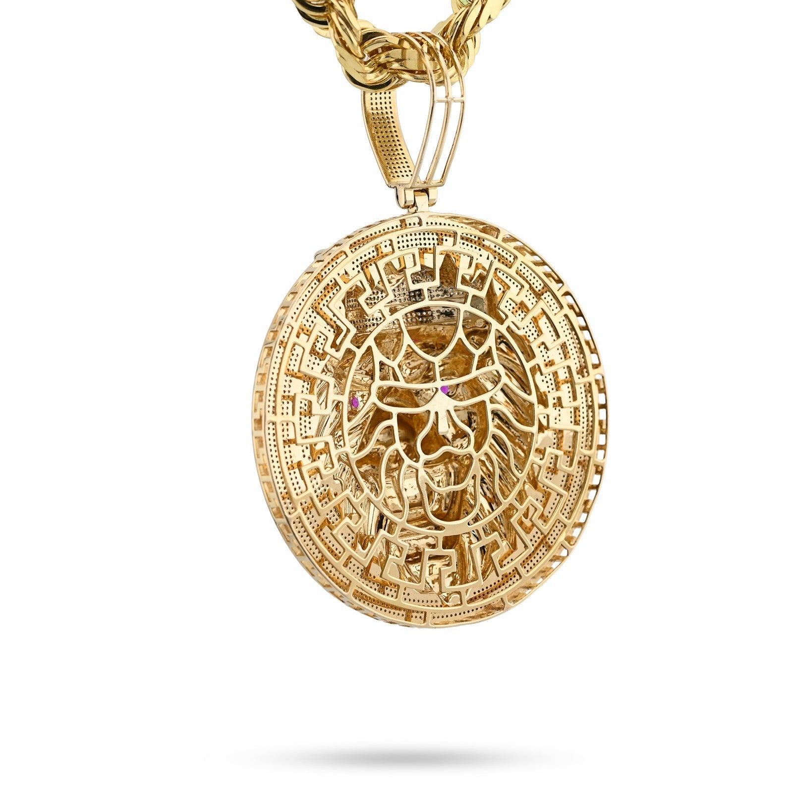 10k Yellow Gold 3CTW Natural Diamond Crown Lion Head Pendant 43.6gms Mens Charm - Elite Jewelers - Charms & Pendants