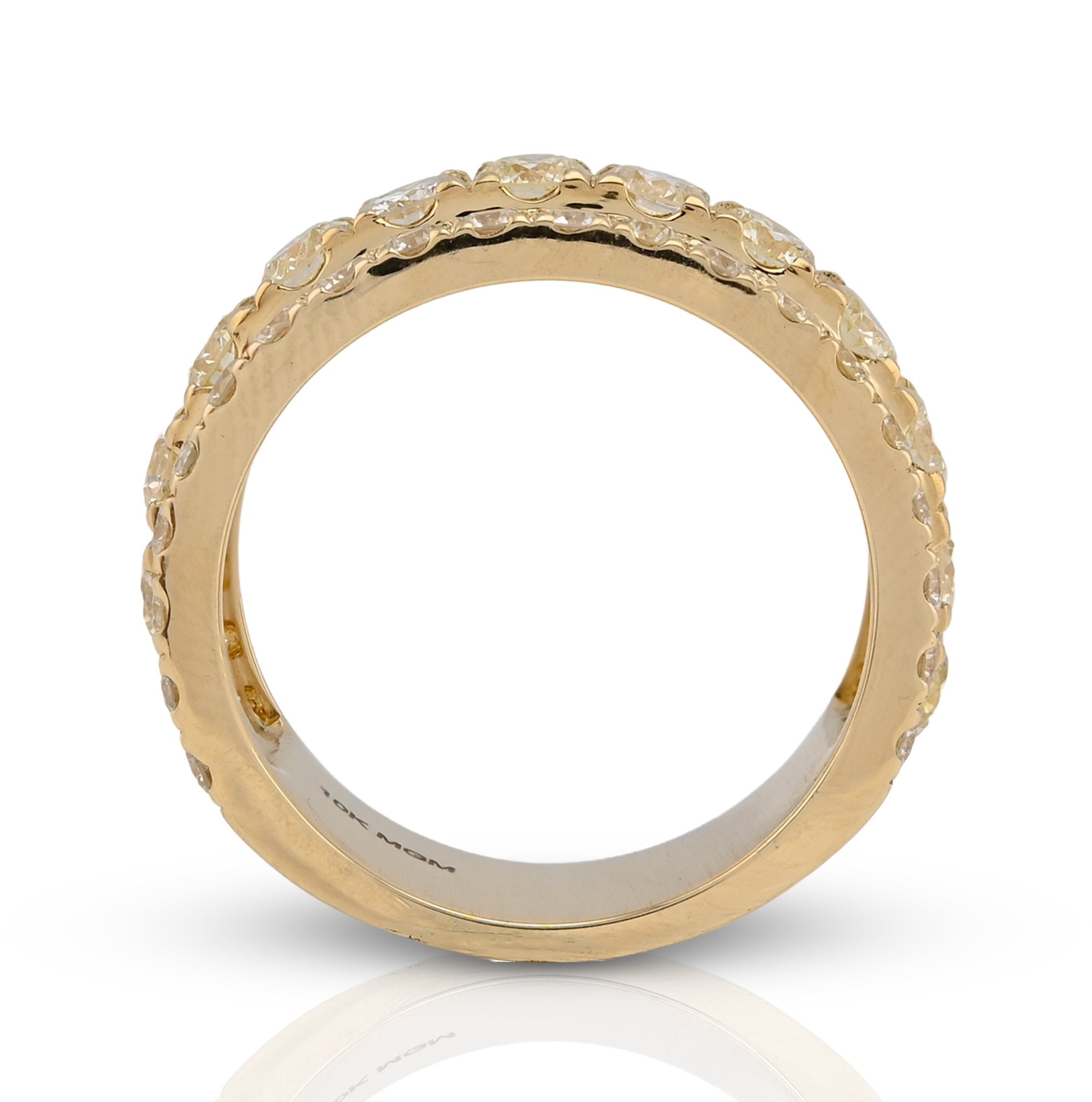 10K Yellow Gold 4.40CT 3 Row Big Pointer Centre Row Men Natural Diamond Band RIng - Elite Jewelers - Rings