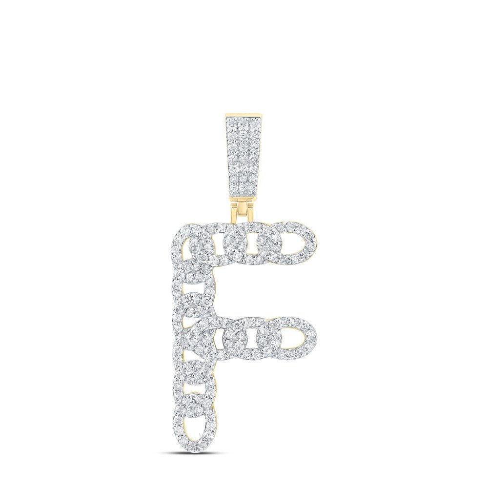 10k Yellow Gold 4.54g 1.03CTW Natural Diamond Cuban Initial "F" Pendant Charm - Elite Jewelers - Charms & Pendants