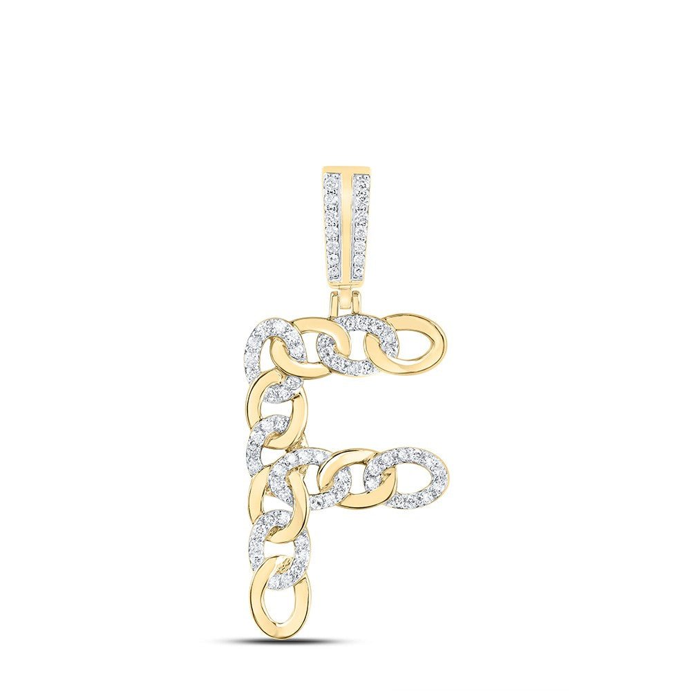 10k Yellow Gold 4.76g 0.49CTW Natural Diamond Cuban Initial "F" Pendant Charm - Elite Jewelers - Charms & Pendants