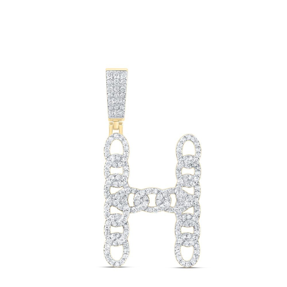 10k Yellow Gold 4.76g 0.94CTW Natural Diamond Cuban Initial "H" Pendant Charm - Elite Jewelers - Charms & Pendants
