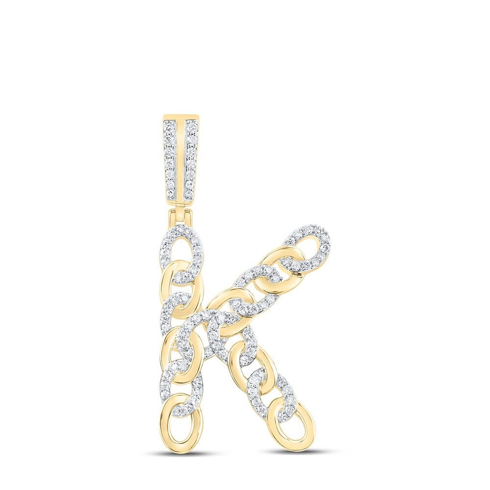 10k Yellow Gold 4.79g 0.52CTW Natural Diamond Cuban Initial "K" Pendant Charm - Elite Jewelers - Charms & Pendants