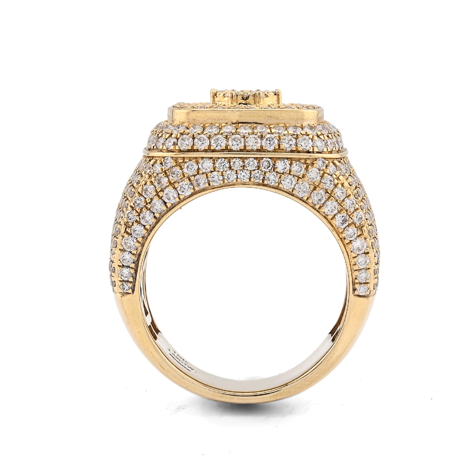10K Yellow Gold 4.7CT Natural Diamond Rectangular Cluster Men 17g Pinky Ring - Elite Jewelers - Rings
