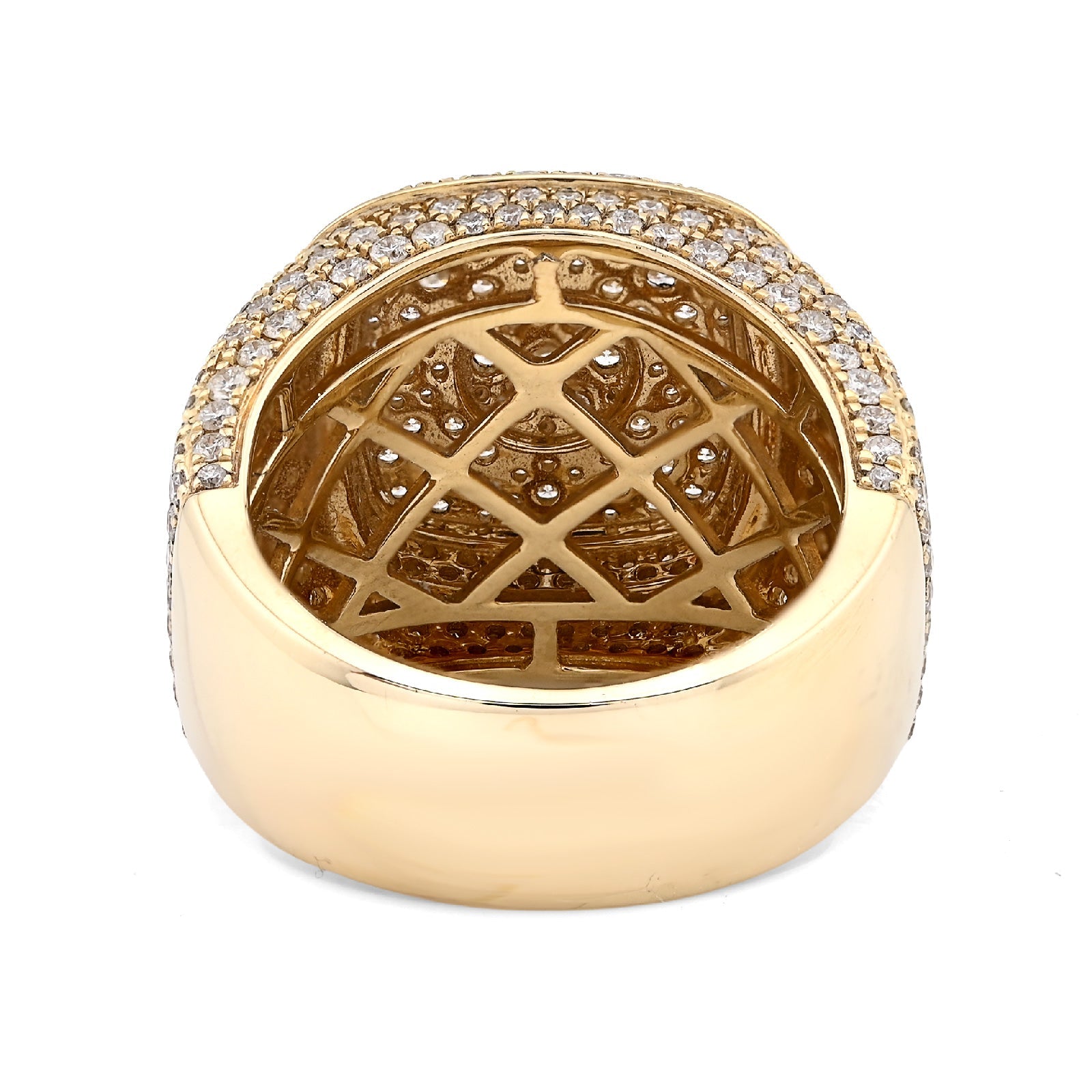 10K Yellow Gold 4.7CT Natural Diamond Rectangular Cluster Men 17g Pinky Ring - Elite Jewelers - Rings