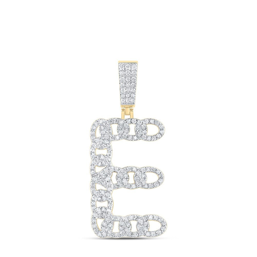 10k Yellow Gold 4.91g 1.04CTW Natural Diamond Cuban Initial "E" Pendant Charm - Elite Jewelers - Charms & Pendants