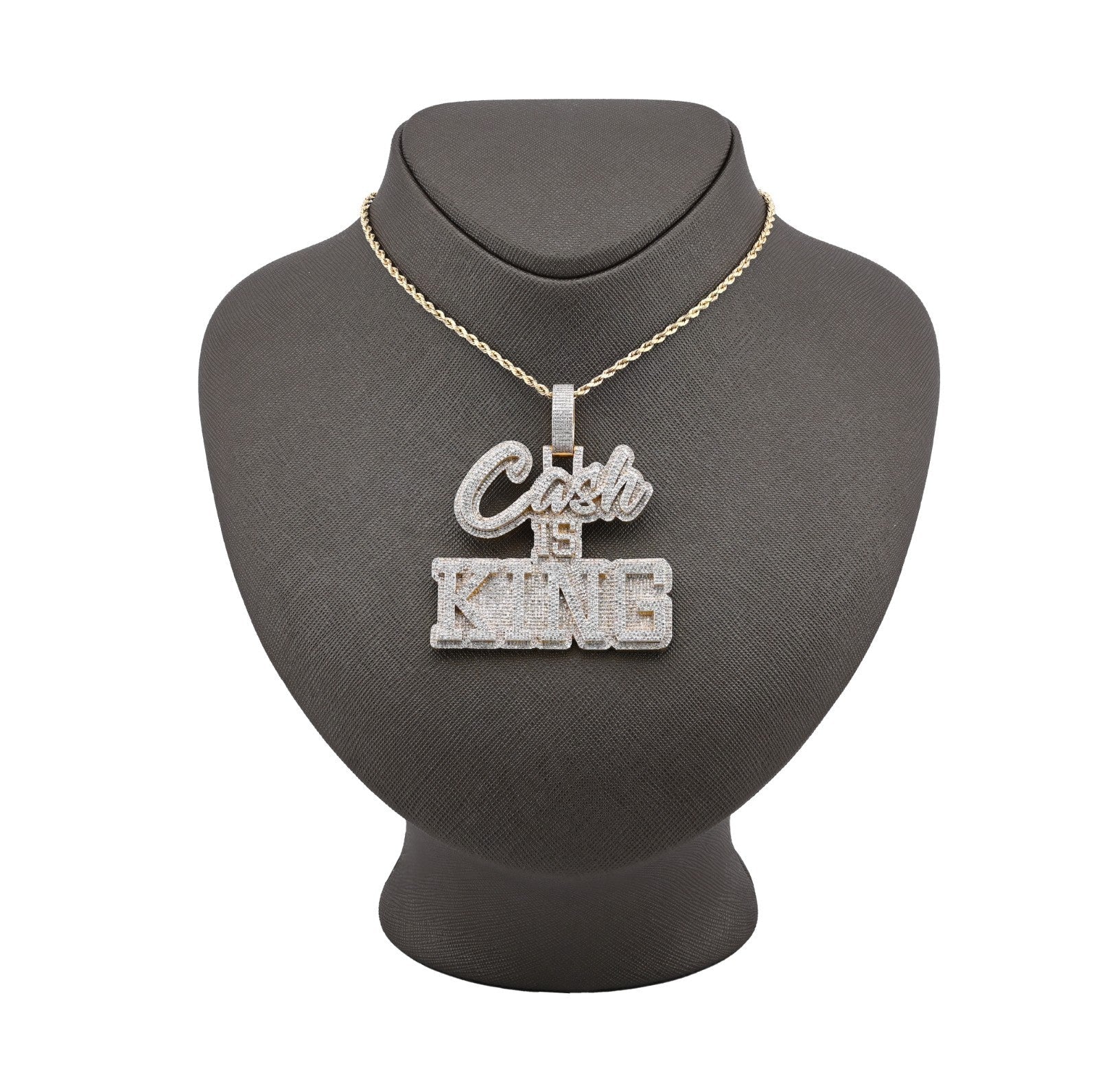 10k Yellow Gold 4.96CTW Pure Diamond "Cash Is King" Pendant Solid Back 37g Charm - Elite Jewelers - Charms & Pendants