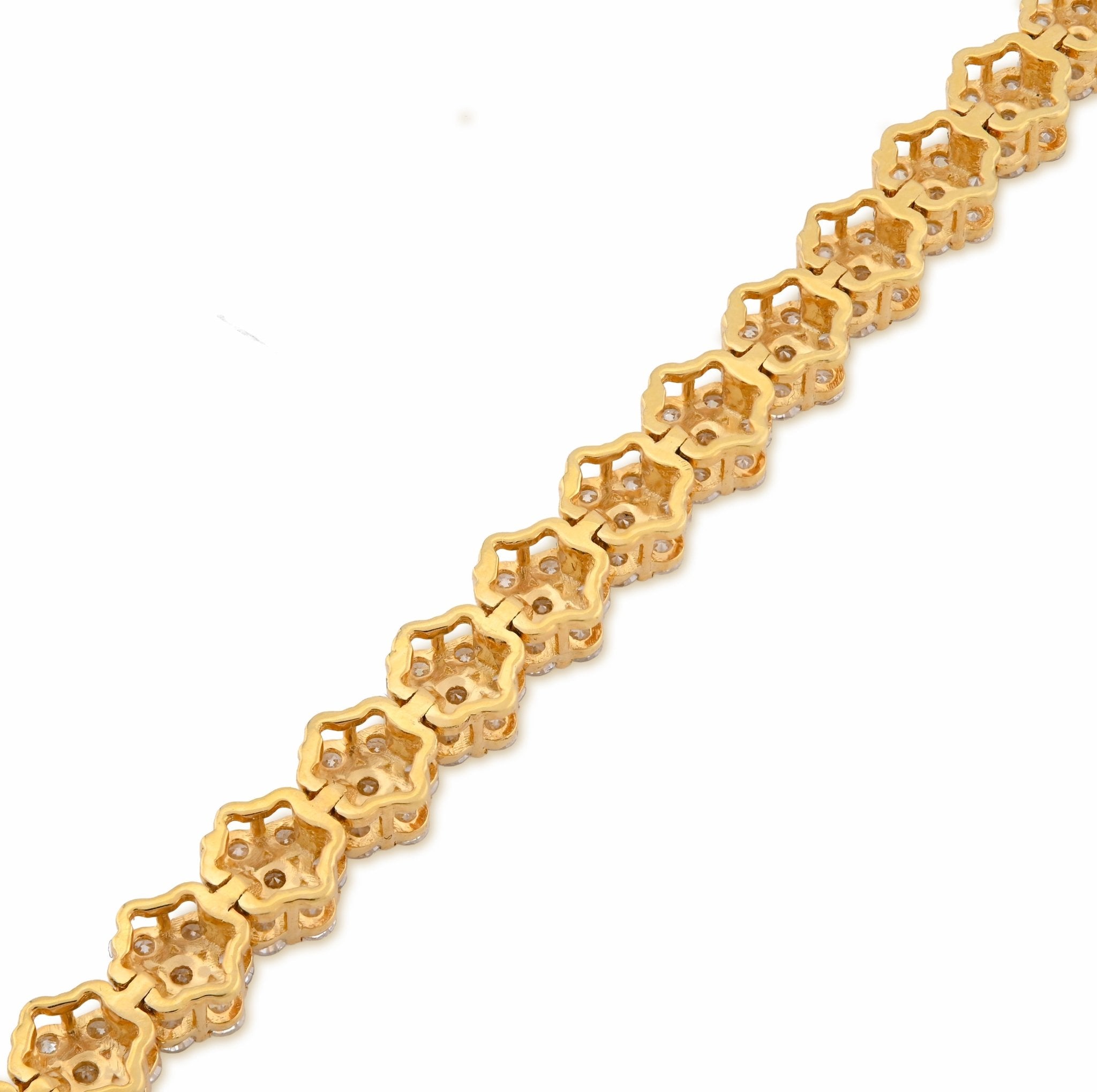 10K Yellow Gold 4CT Natural Diamond Hexagon Shape Cluster Tennis Bracelet 4.4MM 7" Men Women 7.2g - Elite Jewelers - Bracelets
