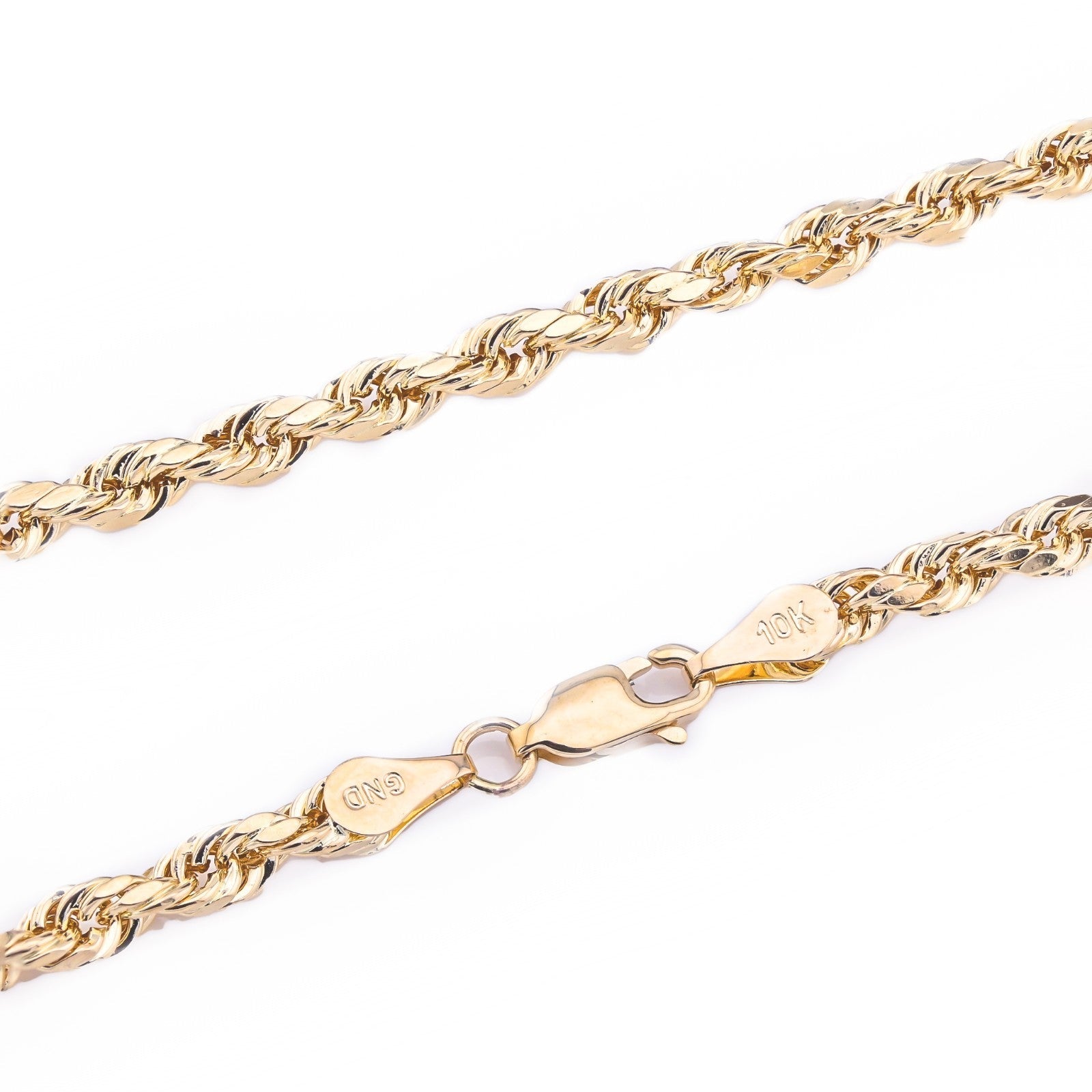 10k Yellow Gold 4MM Diamond Cut Rope Chain Necklace Mens Womens 20 Inches 6.6g - Elite Jewelers - Necklaces & Chains