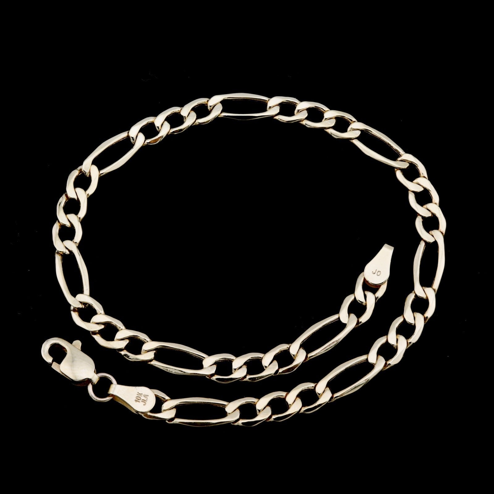 10k Yellow Gold 4mm Figaro Link Bracelet 8'' Diamond Cut Men Women 2.7g - Elite Jewelers - Bracelets