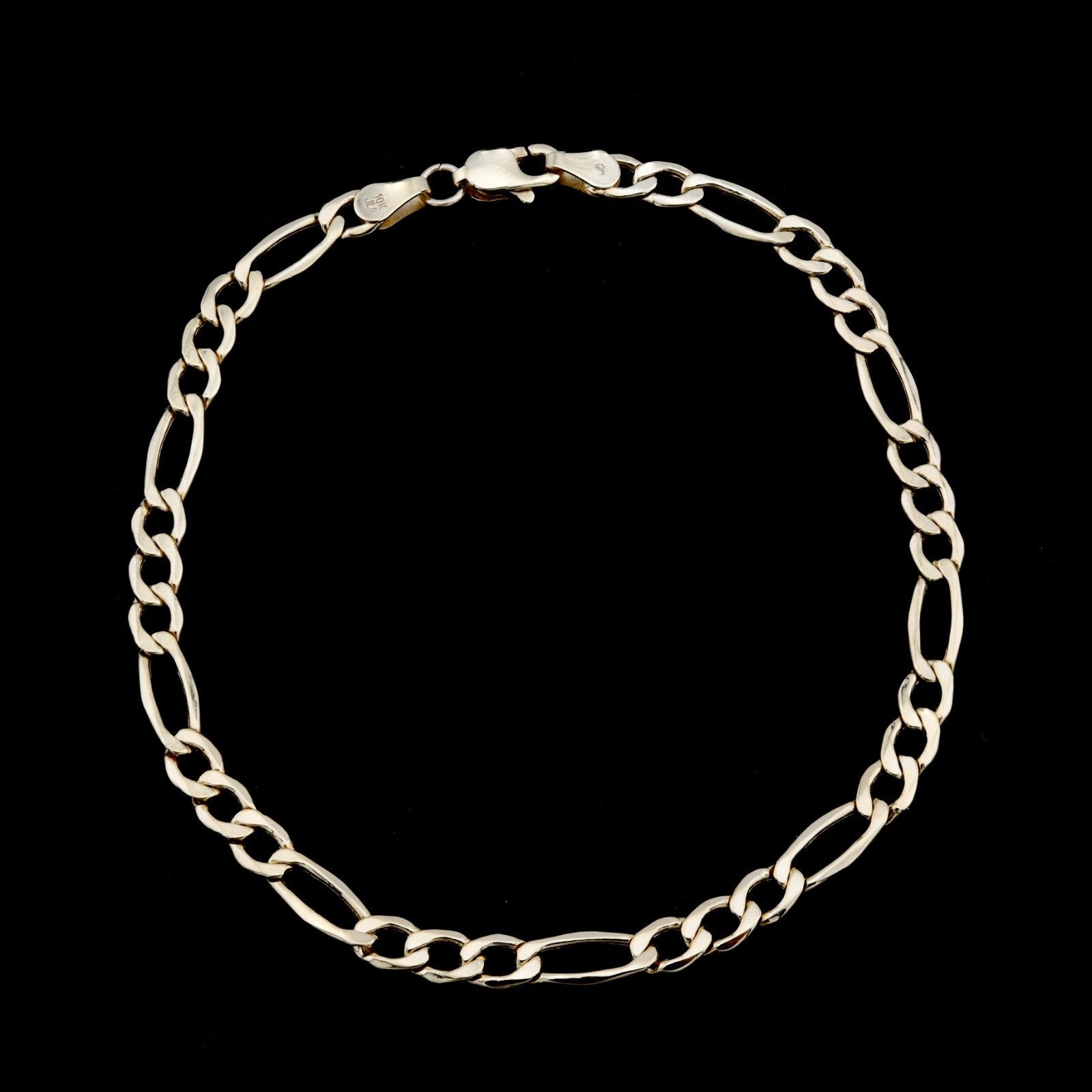 10k Yellow Gold 4mm Figaro Link Bracelet 8'' Diamond Cut Men Women 2.7g - Elite Jewelers - Bracelets