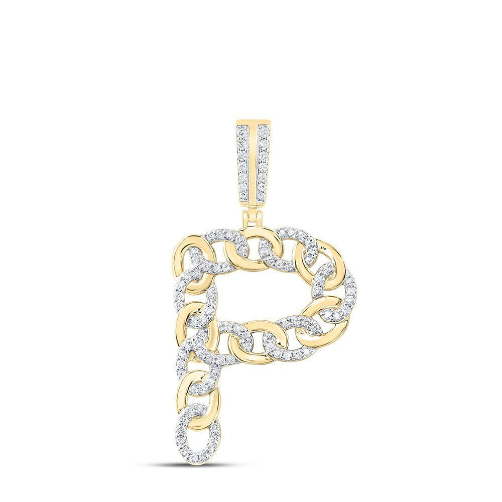 10k Yellow Gold 5.03g 0.57CTW Natural Diamond Cuban Initial "P" Pendant Charm - Elite Jewelers - Charms & Pendants