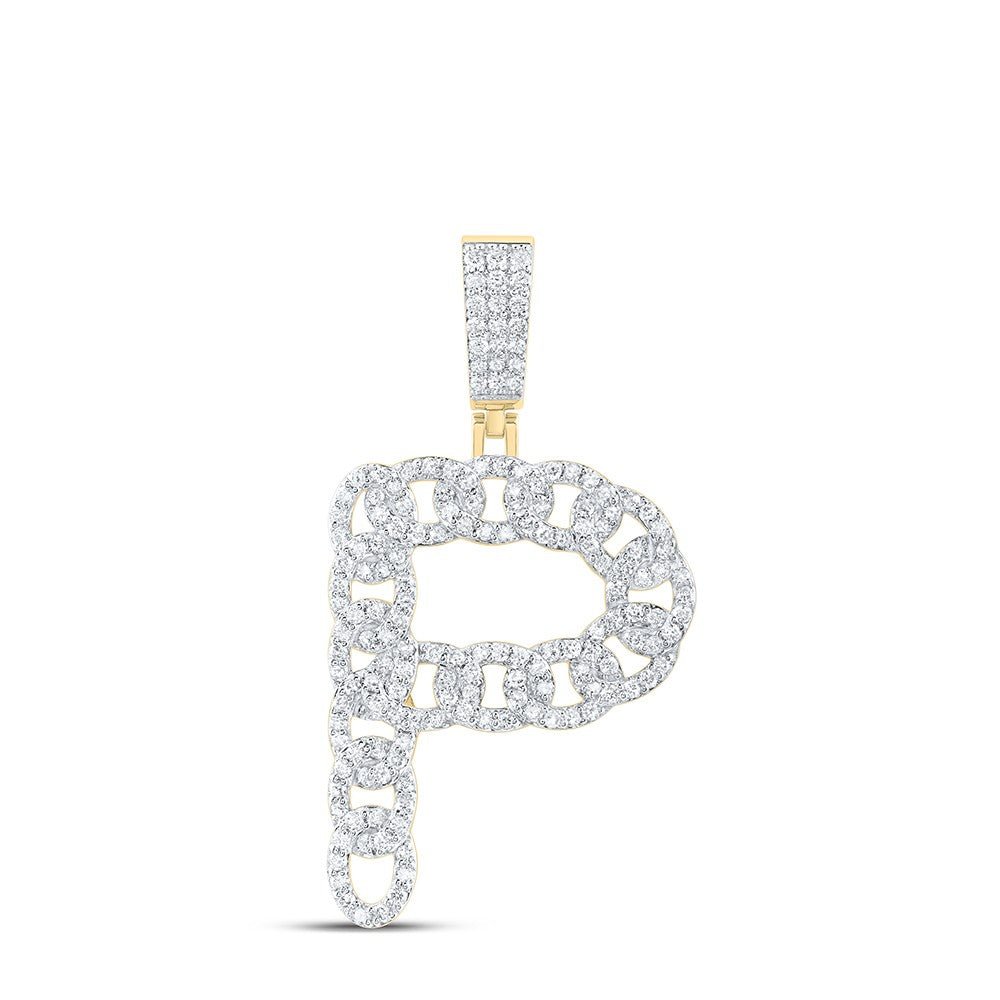 10k Yellow Gold 5.04g 1.02CTW Natural Diamond Cuban Initial "P" Pendant Charm - Elite Jewelers - Charms & Pendants