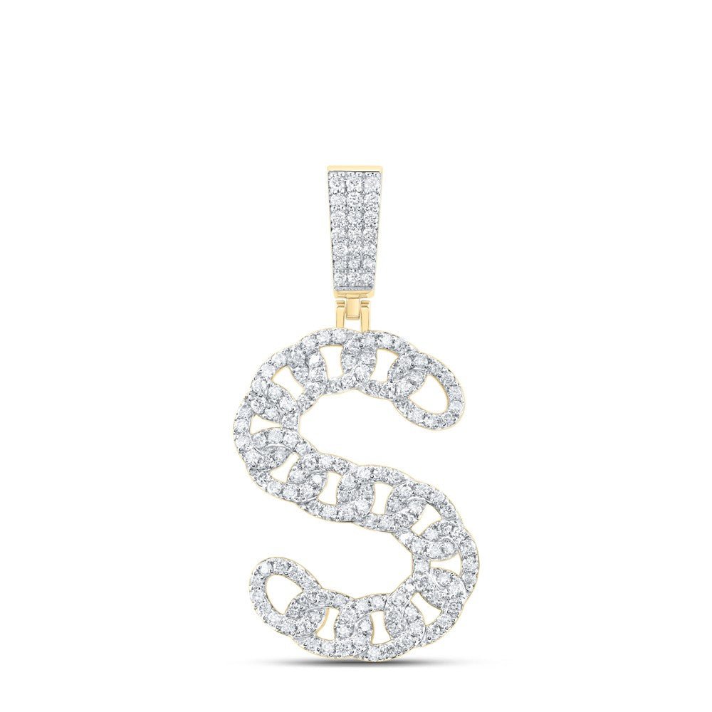 10k Yellow Gold 5.16g 1.14CTW Natural Diamond Cuban Initial "S" Pendant Charm - Elite Jewelers - Charms & Pendants