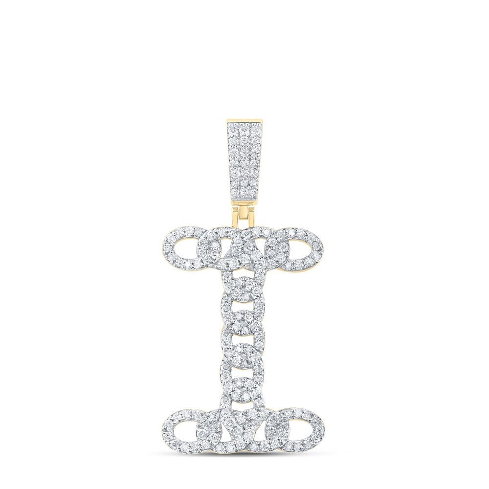 10k Yellow Gold 5.37g 1.06CTW Natural Diamond Cuban Initial "I" Pendant Charm - Elite Jewelers - Charms & Pendants