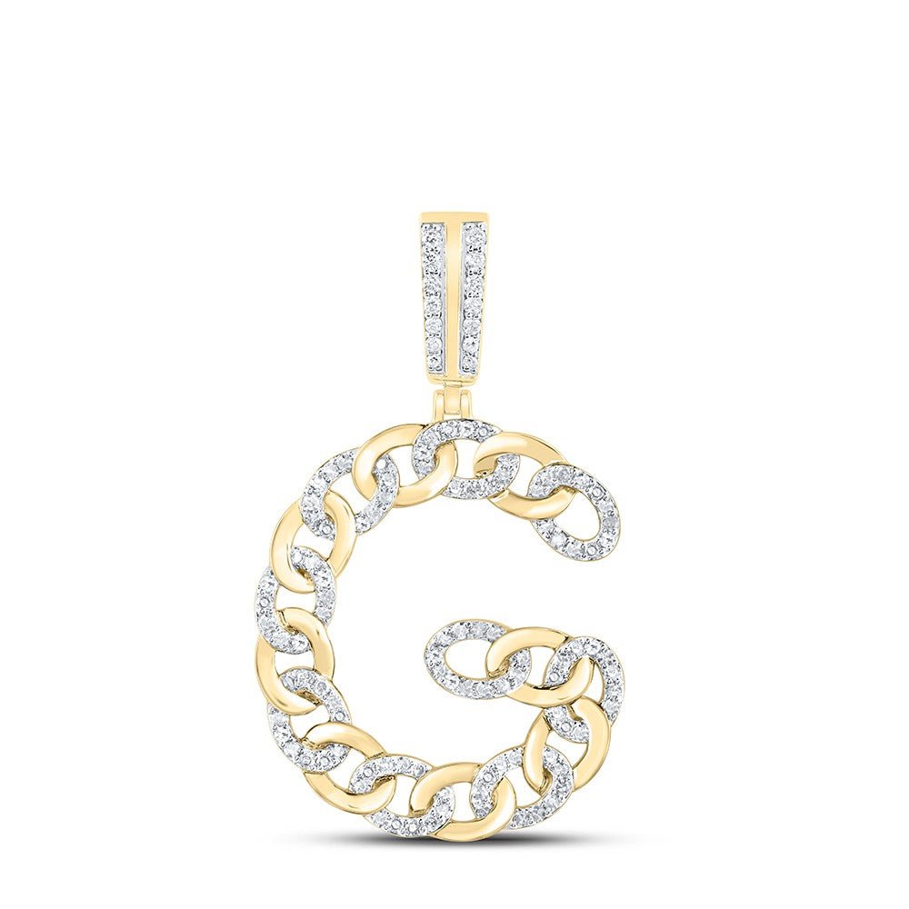 10k Yellow Gold 5.3g 0.65CTW Natural Diamond Cuban Initial "G" Pendant Charm - Elite Jewelers - Charms & Pendants