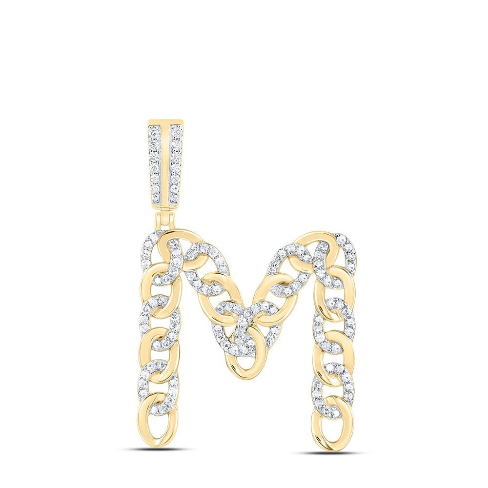 10k Yellow Gold 5.57g 0.63CTW Natural Diamond Cuban Initial "M" Pendant Charm - Elite Jewelers - Charms & Pendants