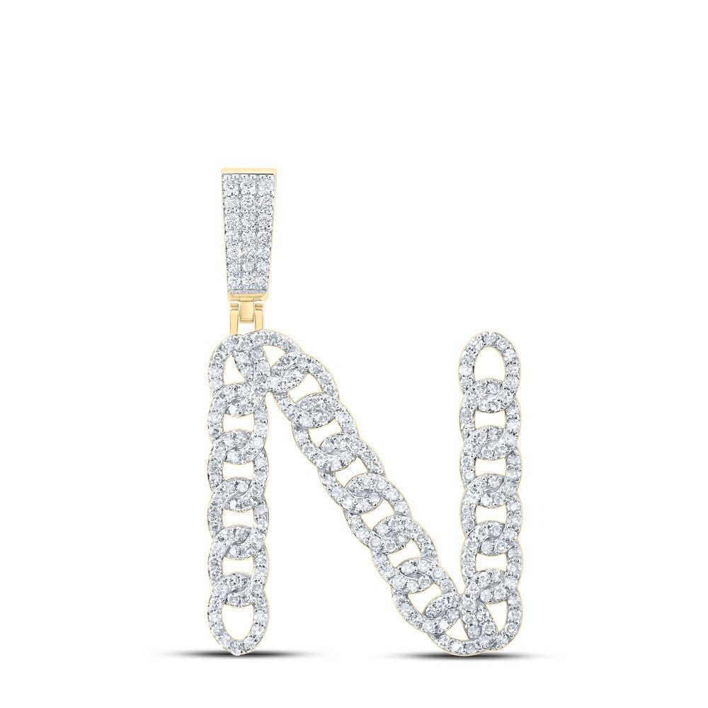 10k Yellow Gold 5.57g 1.17CTW Natural Diamond Cuban Initial "N" Pendant Charm - Elite Jewelers - Charms & Pendants