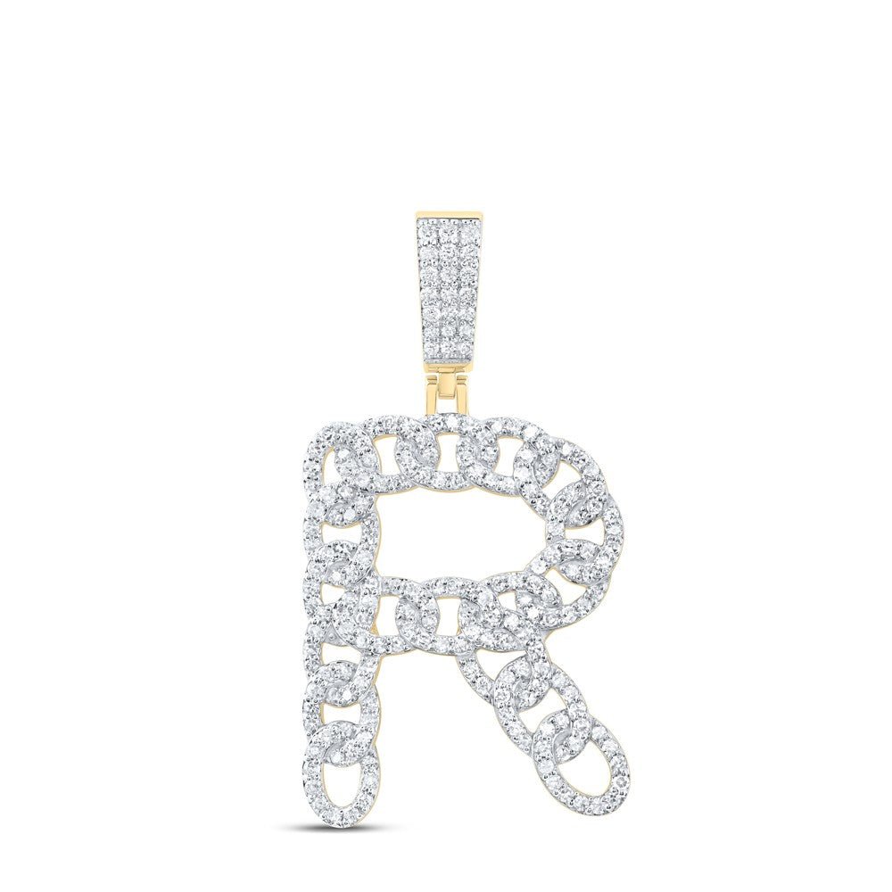 10k Yellow Gold 5.69g 1.1CTW Natural Diamond Cuban Initial "R" Pendant Charm - Elite Jewelers - Charms & Pendants