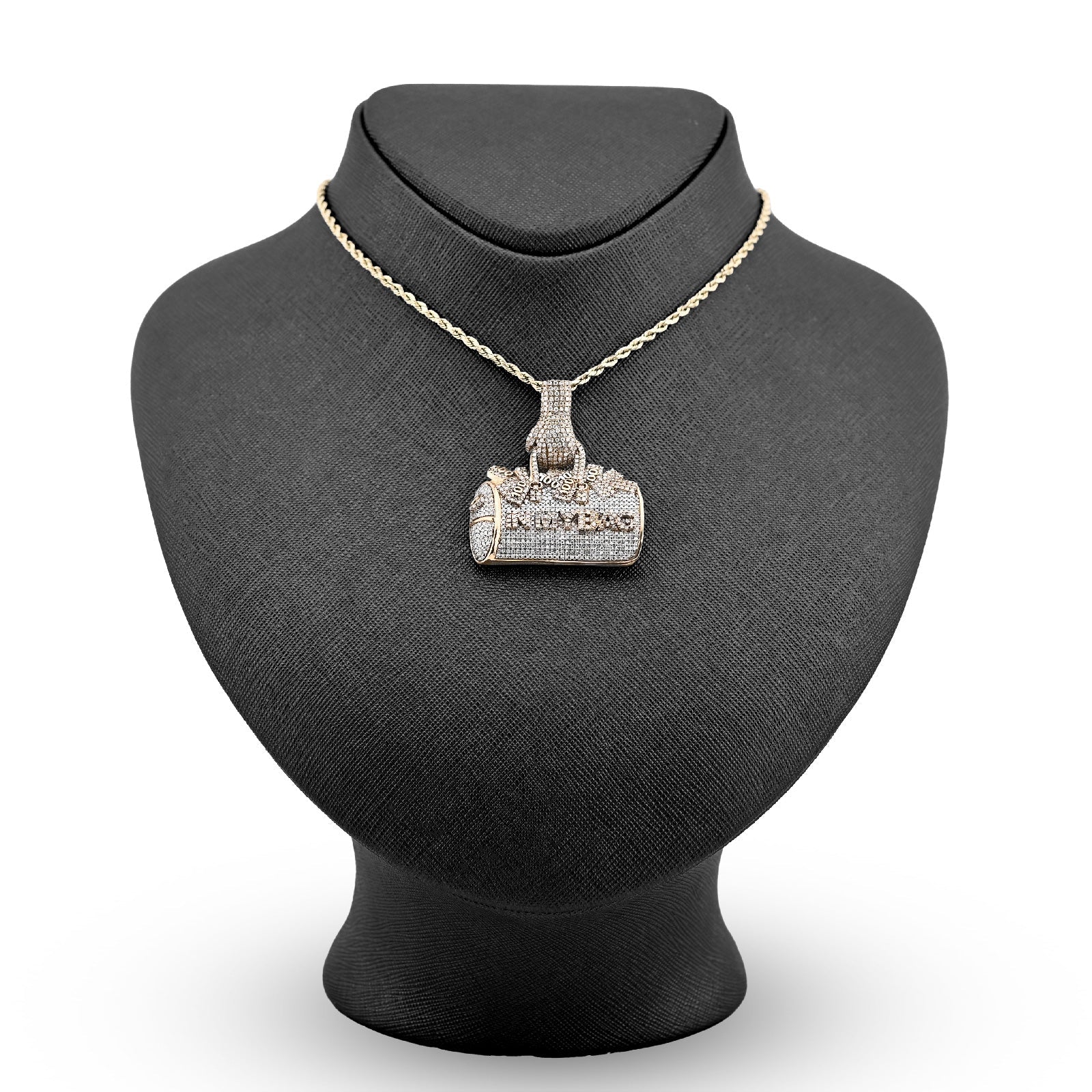 10K Yellow Gold 5CT Natural Diamond "IN MY BAG" Women Purse Hand Bail Pendant - Elite Jewelers - Charms & Pendants