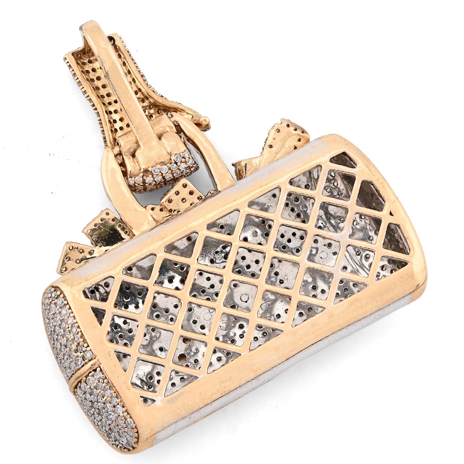 10K Yellow Gold 5CT Natural Diamond "IN MY BAG" Women Purse Hand Bail Pendant - Elite Jewelers - Charms & Pendants