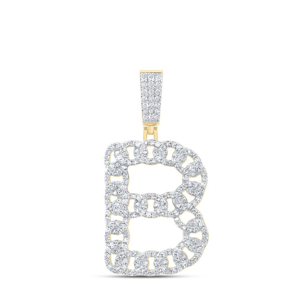 10k Yellow Gold 6.01g 1.17CTW Natural Diamond Cuban Initial "B" Pendant Charm - Elite Jewelers - Charms & Pendants