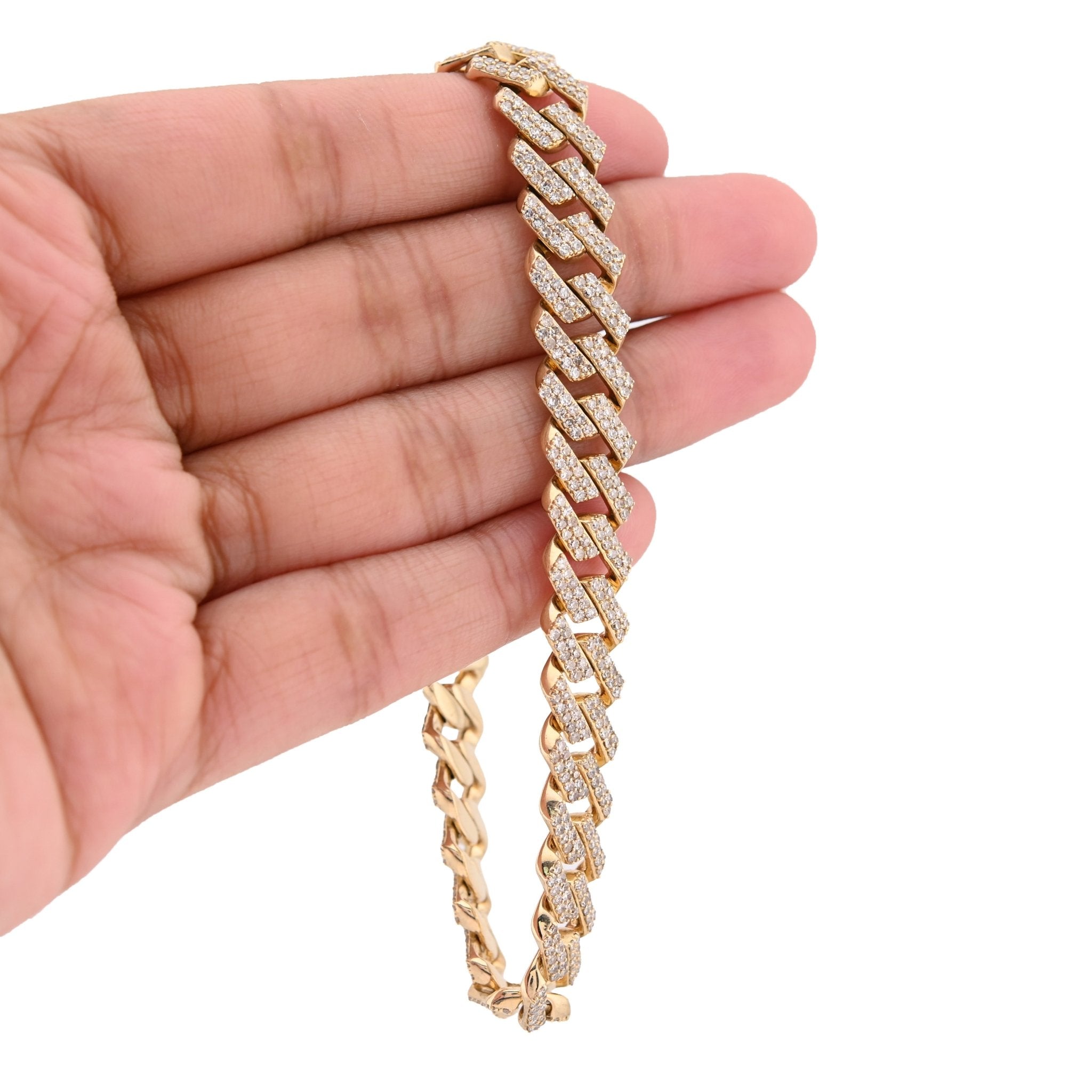 10K Yellow Gold 6.18CT Natural Diamond Cuban Link 8" Bracelet 10MM 33.1g - Elite Jewelers - Bracelets