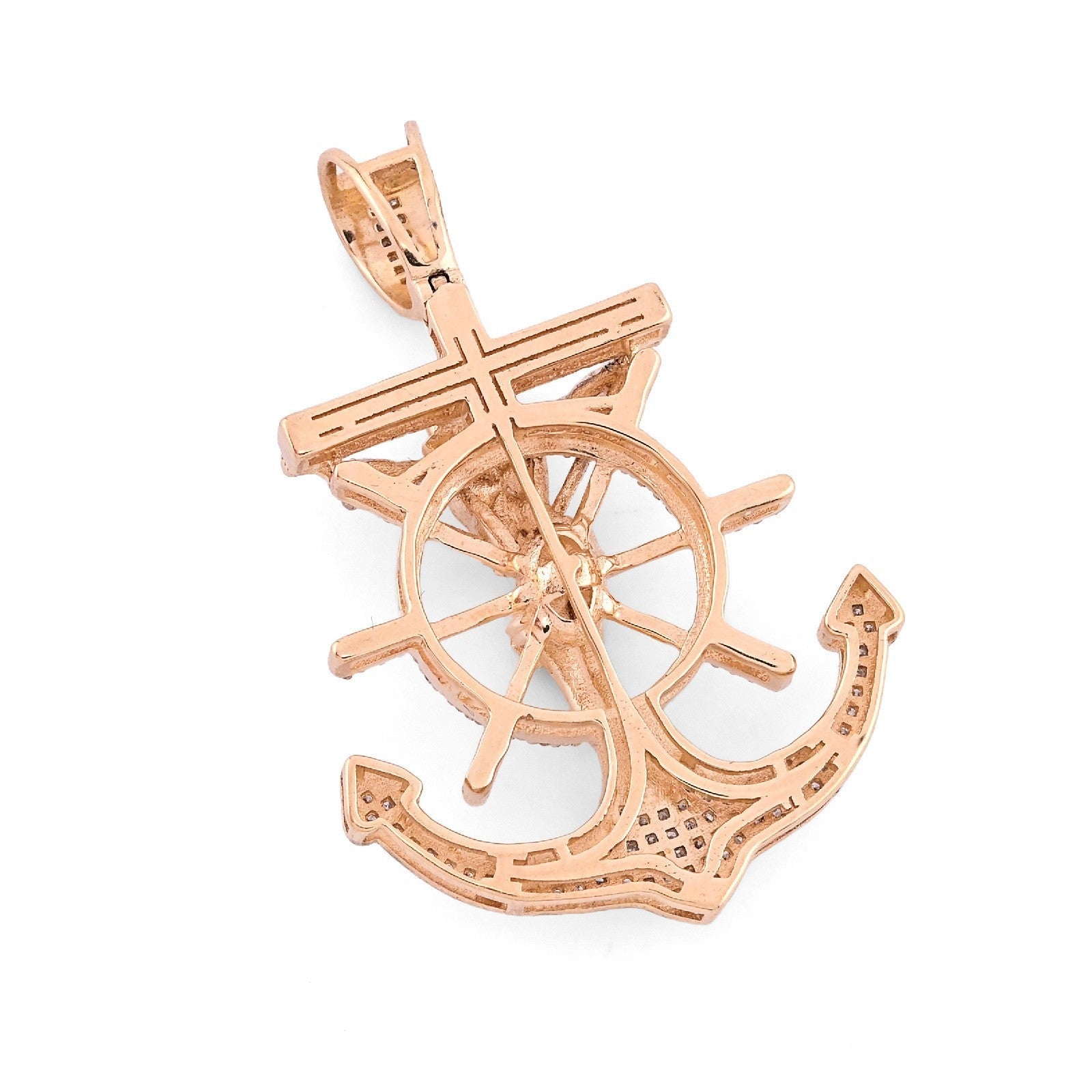 10k Yellow Gold 7.2gm 0.75CTW Pure Diamond Mariner Cross Crucifix Anchor Pendant - Elite Jewelers - Charms & Pendants