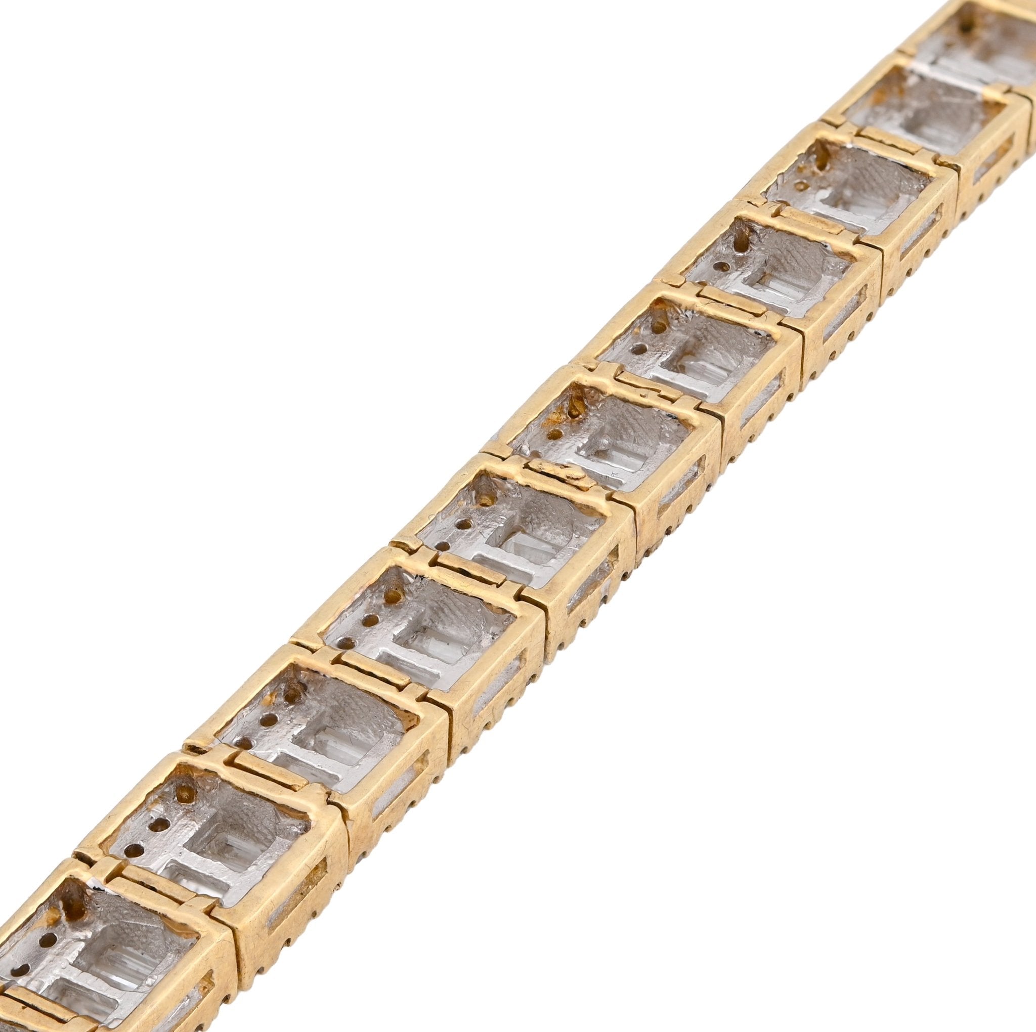 10K Yellow Gold 7.50CT Natural Diamond Round/Baguette Rectangular Link Bracelet 7.8MM 8" Men Women 30.2g - Elite Jewelers - Bracelets