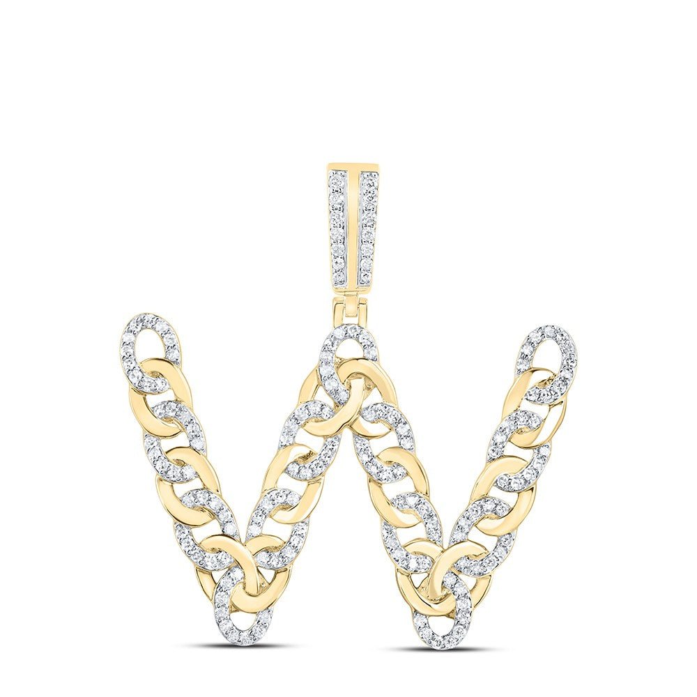 10k Yellow Gold 7.57g 0.81CTW Natural Diamond Cuban Initial "W" Pendant Charm - Elite Jewelers - Charms & Pendants