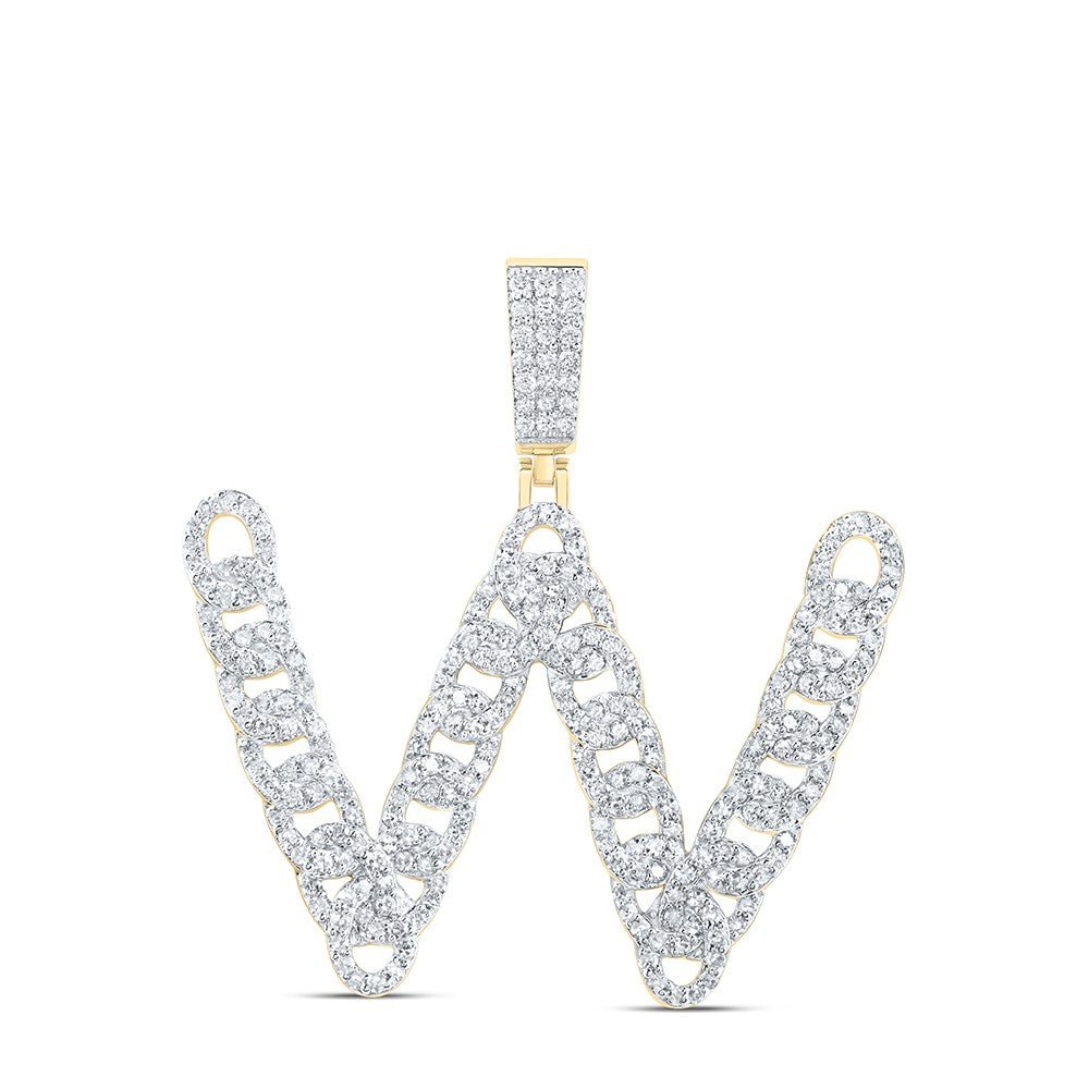 10k Yellow Gold 7.69g 1.35CTW Natural Diamond Cuban Initial "W" Pendant Charm - Elite Jewelers - Charms & Pendants
