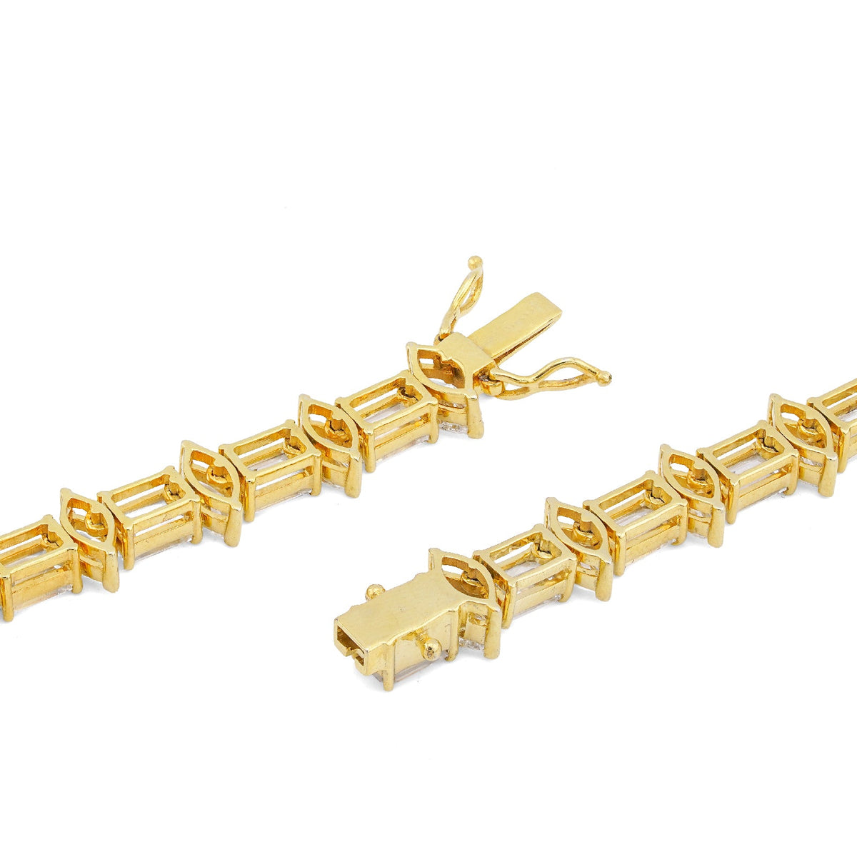 10K Yellow Gold 80CT 75 Pointer Emerald/Marquise Solitaire Lab Diamond 24" Men Women Tennis Chain - Elite Jewelers-Necklaces